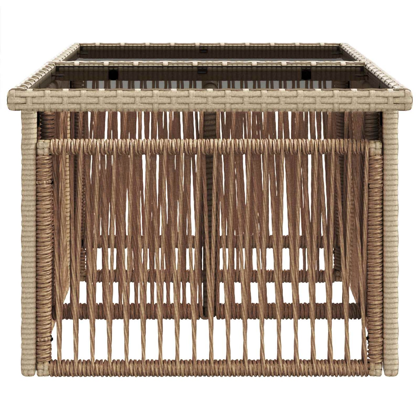 Havemøbel Bord Beige 100 x 55 x 37 cm PE Rattan og Glas