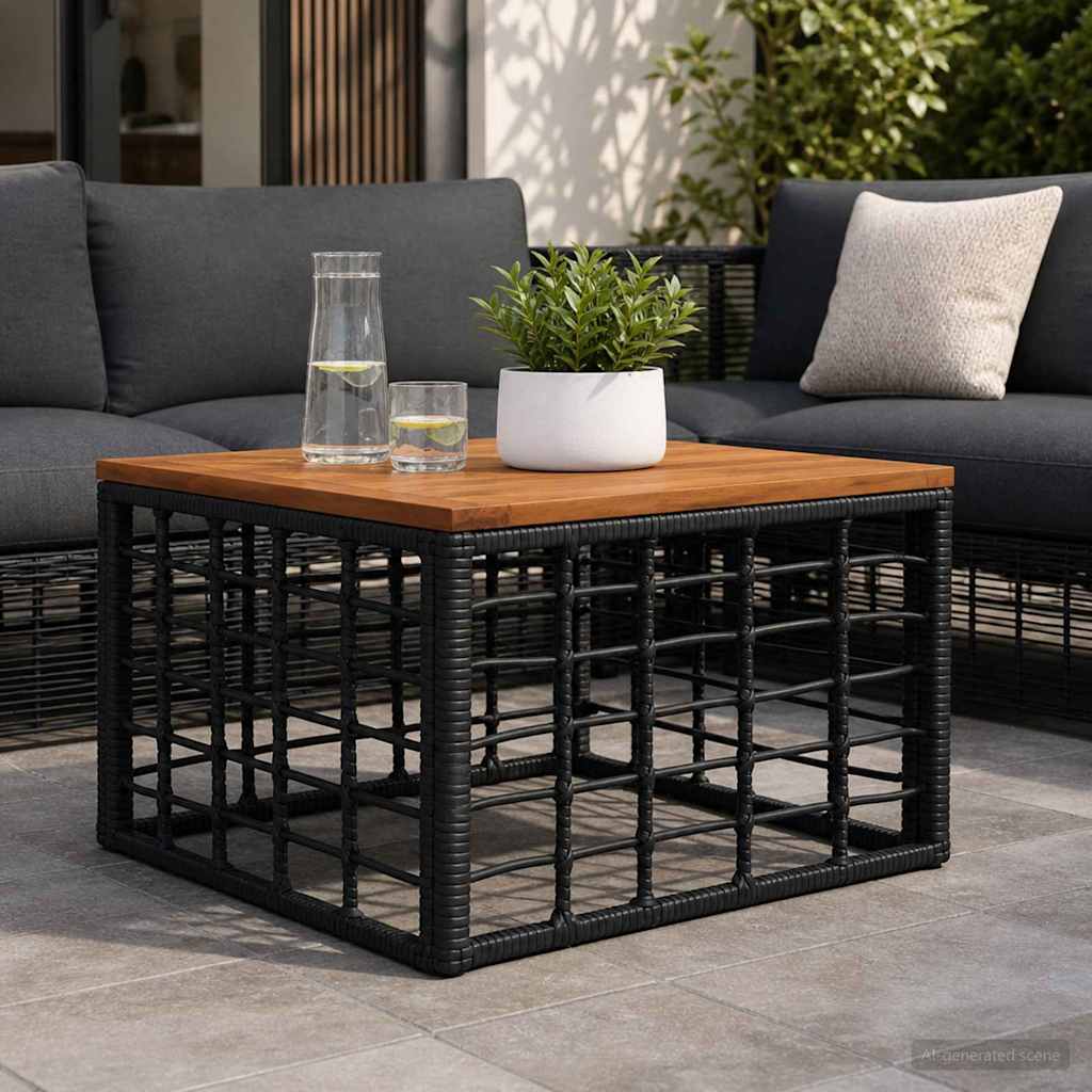 Havemøbel Bord Sort og naturlig 55 x 55 x 37 cm billede