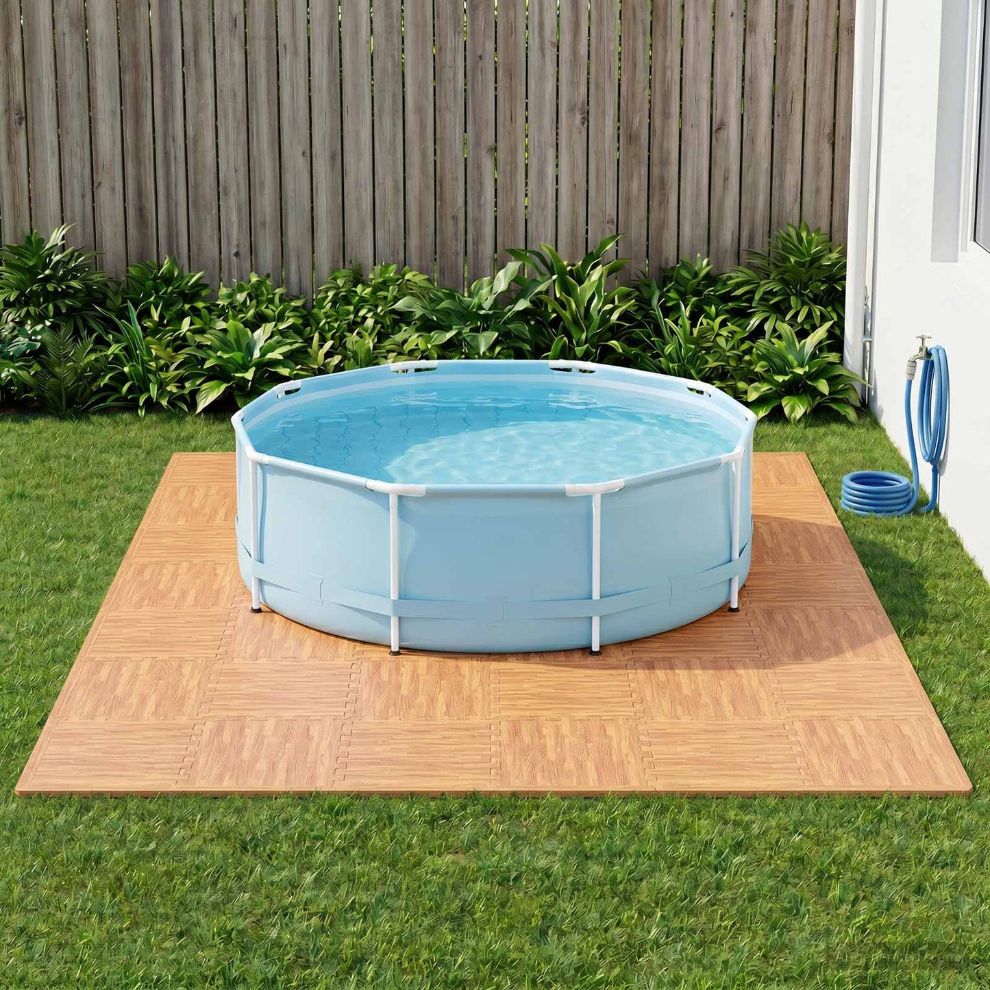 Poolbundmåtte 50 pcs træ 18 m² EVA skum