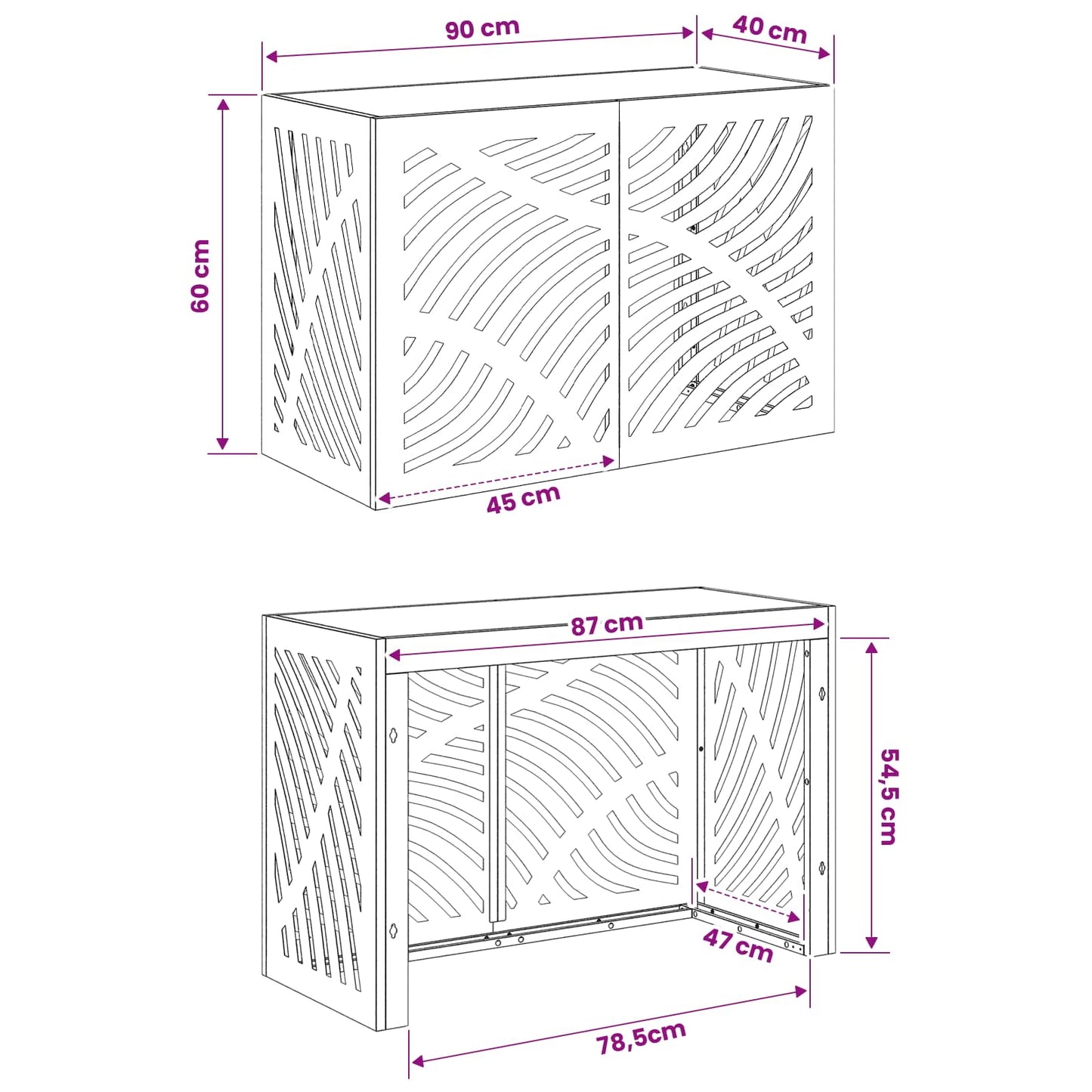 Air Conditioner Cover Sort 90 x 40 x 60 cm Stål