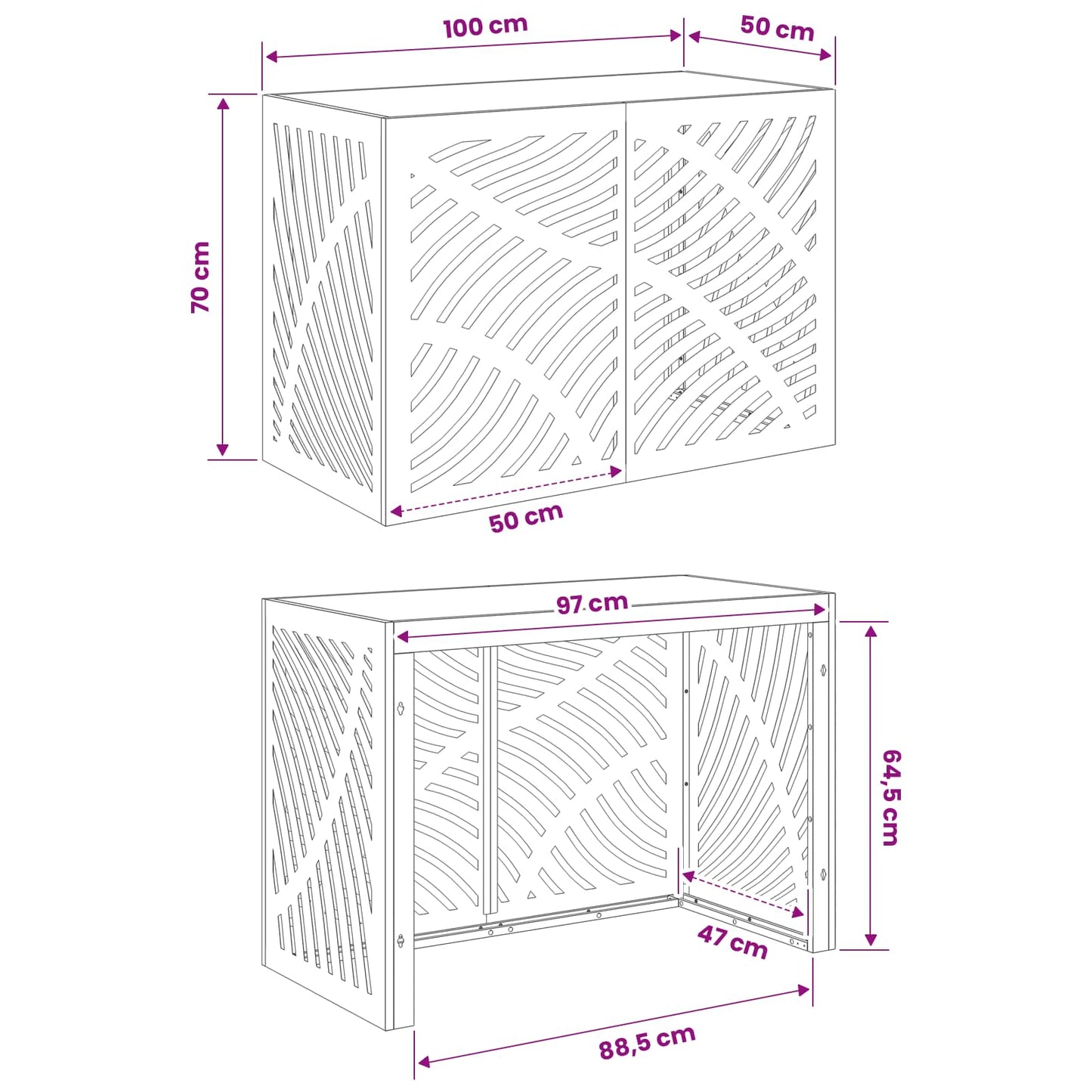 Air Conditioner Cover Sølv 100 x 50 x 70 cm Galvaniseret stål