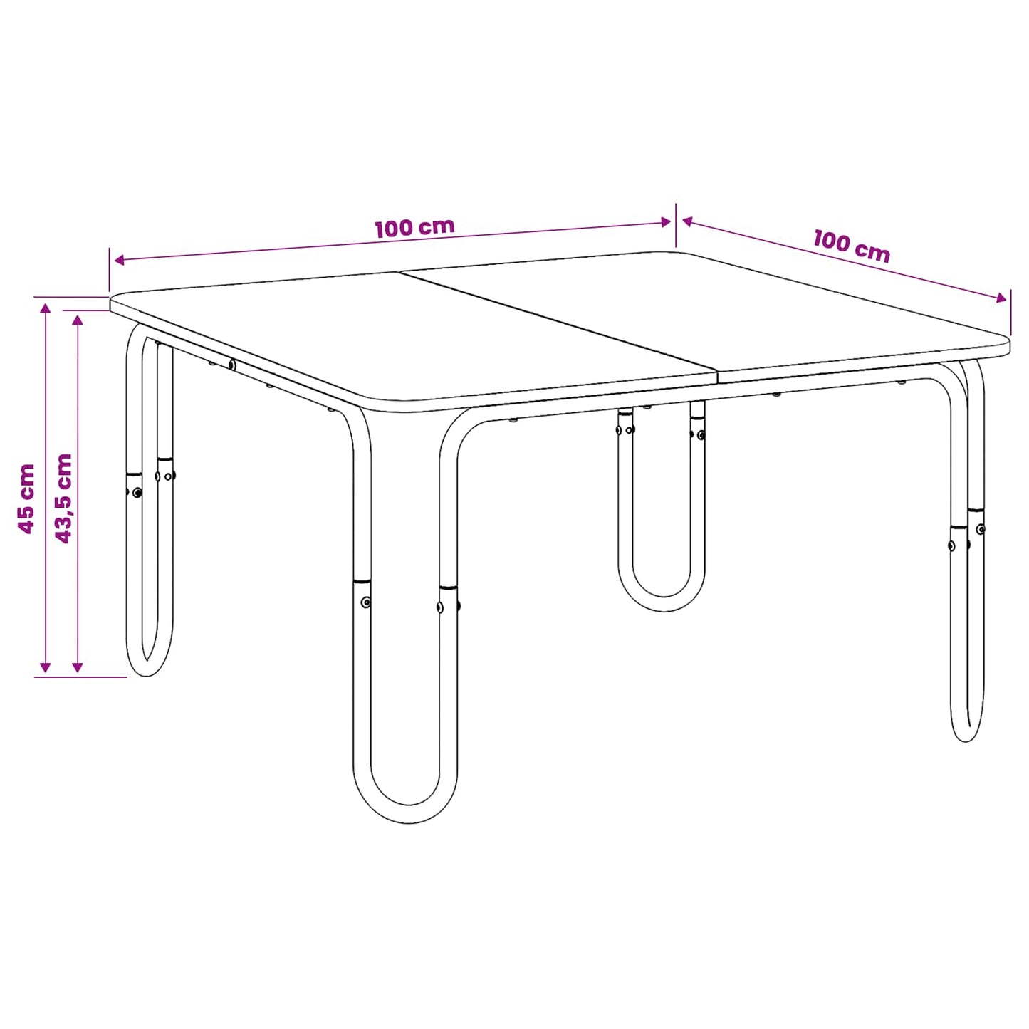 Sofabord Sort 100 x 100 x 45 cm Konstrueret træ