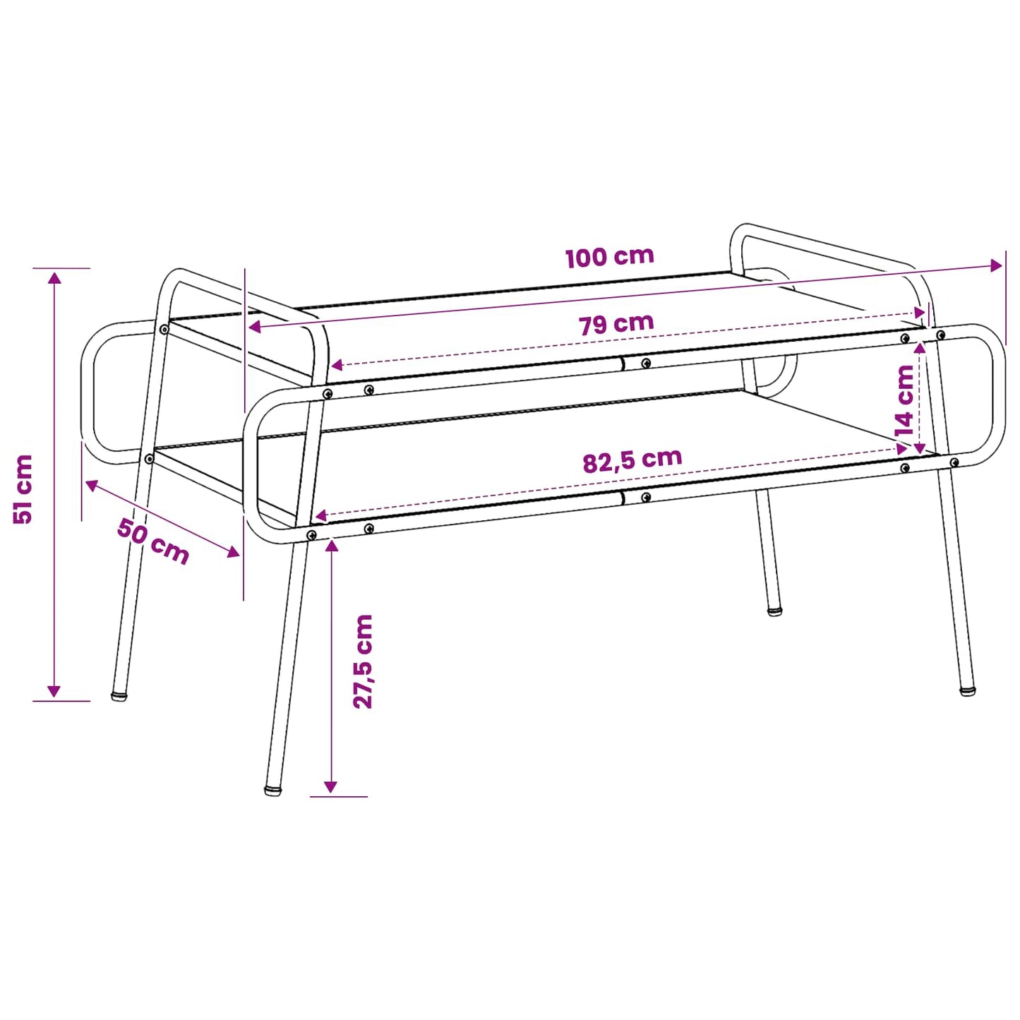 Sofabord Sonoma-eg 100 x 50 x 51 cm Konstrueret træ