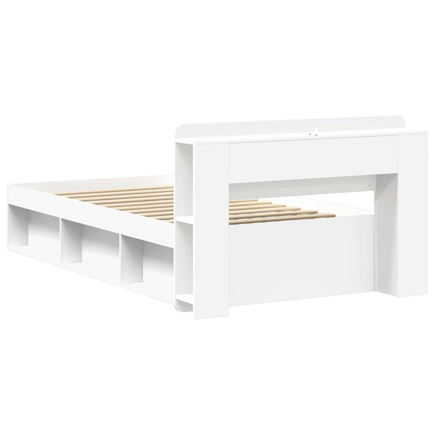 Sengestel med opbevaring Hvid 75 x 190 cm Konstrueret træ
