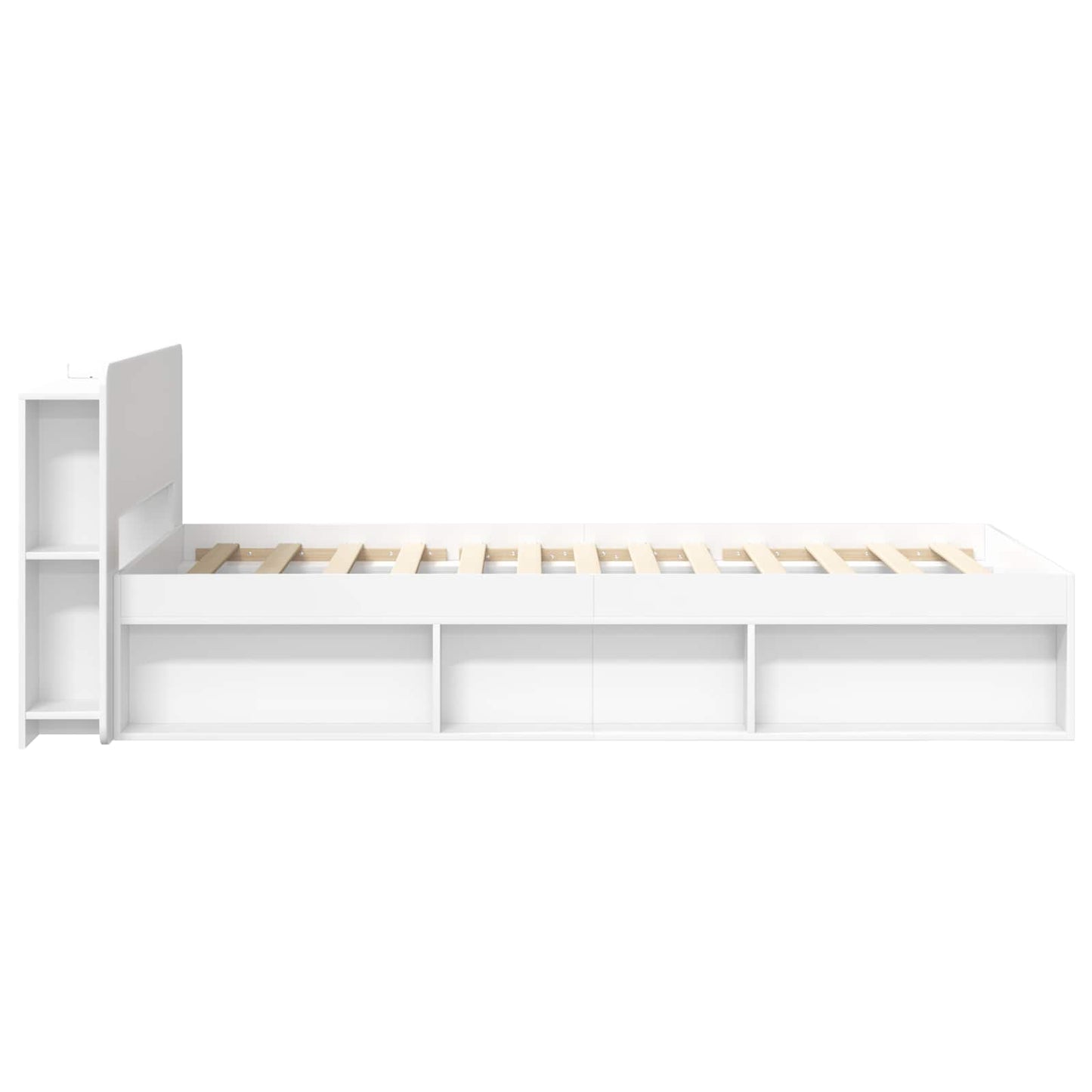 Sengestel med opbevaring Hvid 75 x 190 cm Konstrueret træ