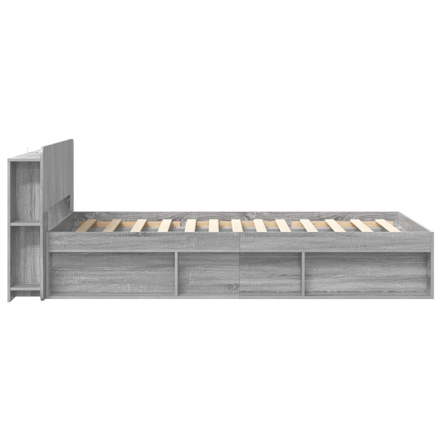 Sengestel med opbevaring Grå Sonoma 80 x 200 cm Konstrueret træ