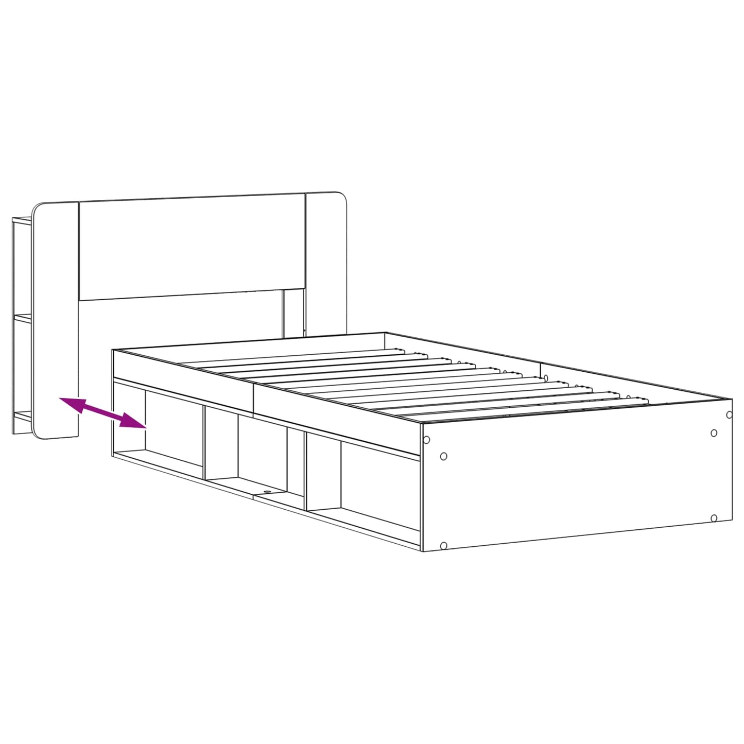 Sengestel med opbevaring Røget eg 90 x 190 cm Konstrueret træ