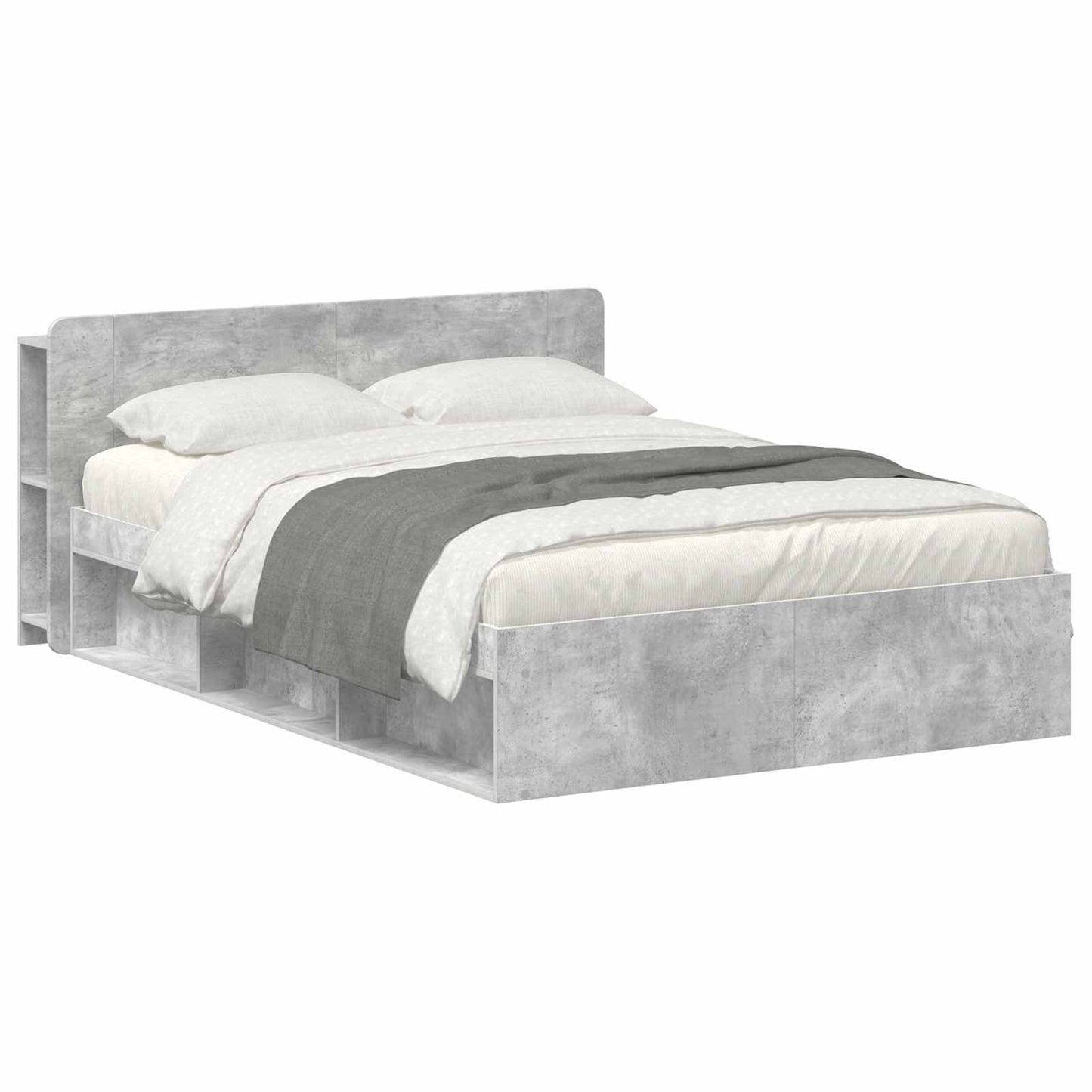 Sengestel med opbevaring Betongrå 140 x 190 cm Konstrueret træ