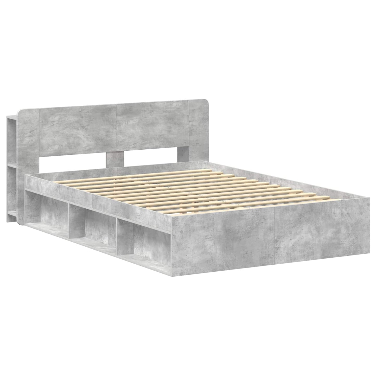 Sengestel med opbevaring Betongrå 140 x 190 cm Konstrueret træ