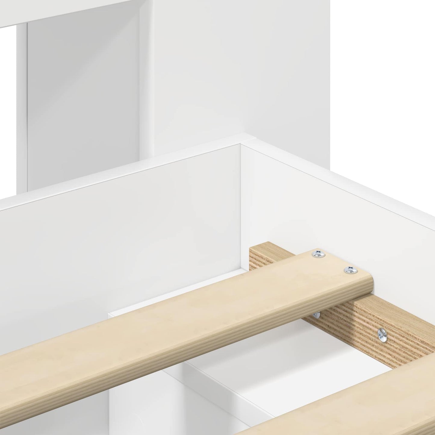 Sengestel med opbevaring Hvid 150 x 200 cm Konstrueret træ