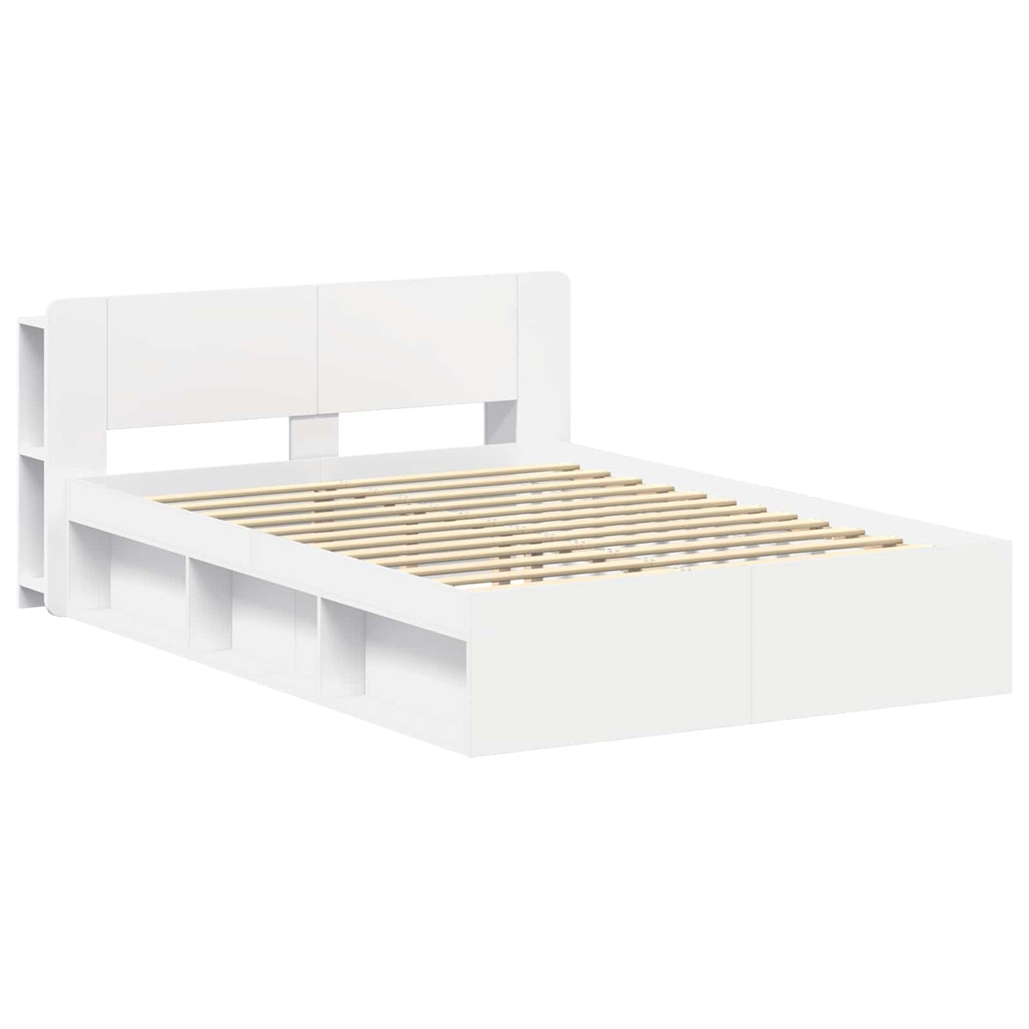 Sengestel med opbevaring Hvid 150 x 200 cm Konstrueret træ