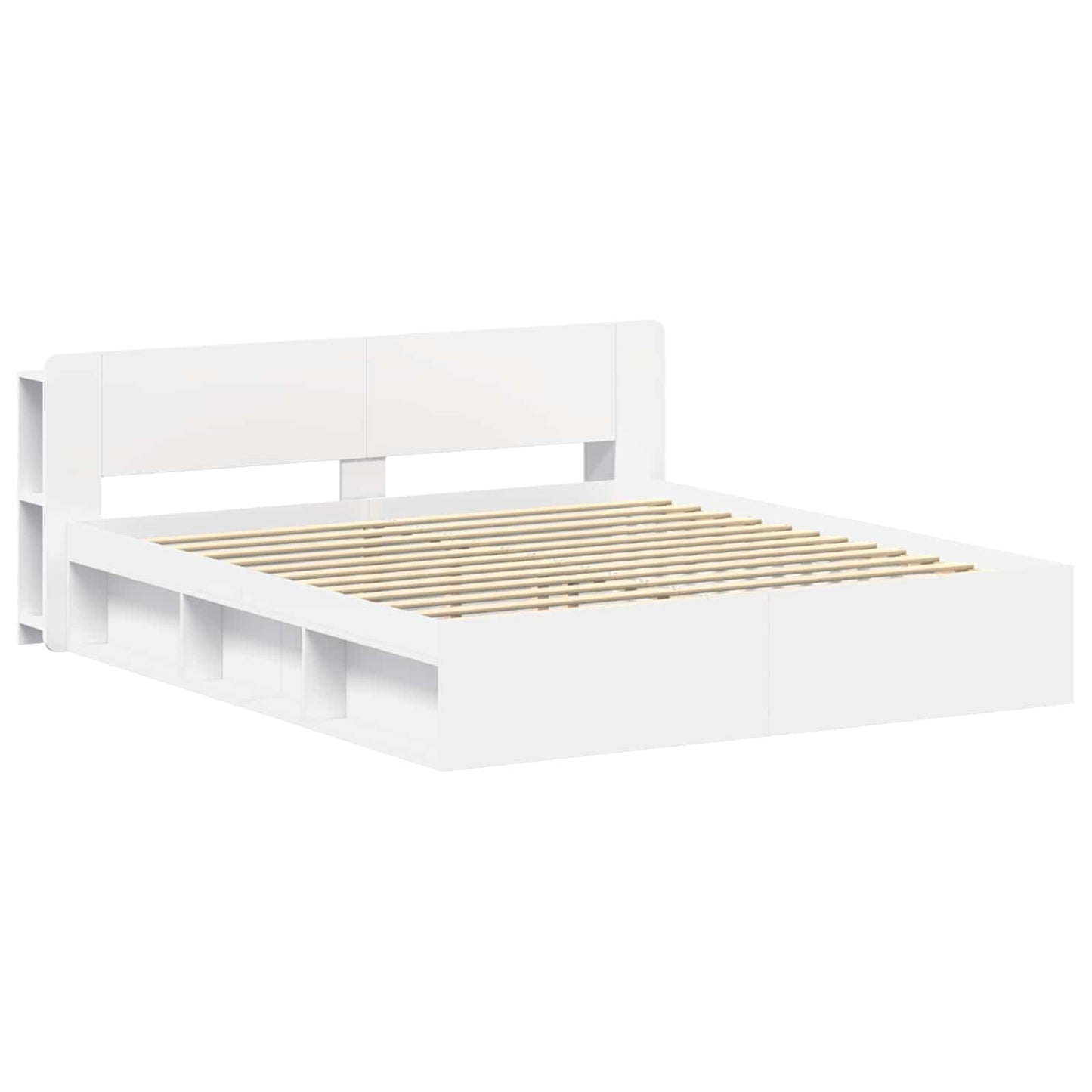 Sengestel med opbevaring Hvid 180 x 200 cm Konstrueret træ