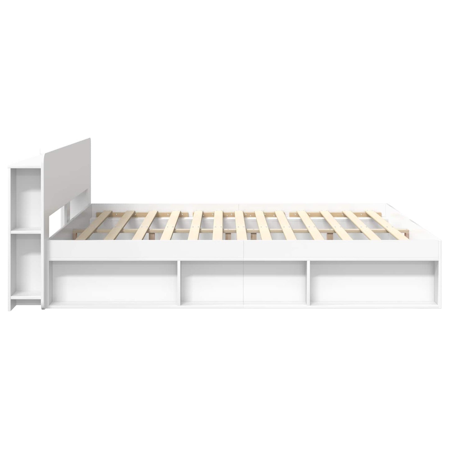 Sengestel med opbevaring Hvid 180 x 200 cm Konstrueret træ