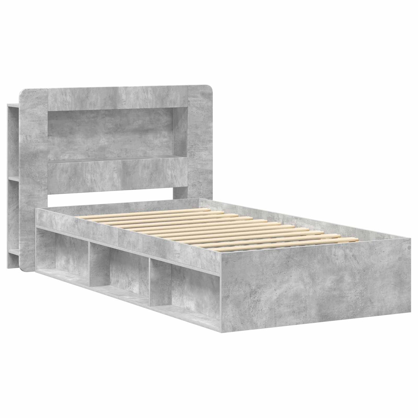 Sengestel med opbevaring Betongrå 75 x 190 cm Konstrueret træ