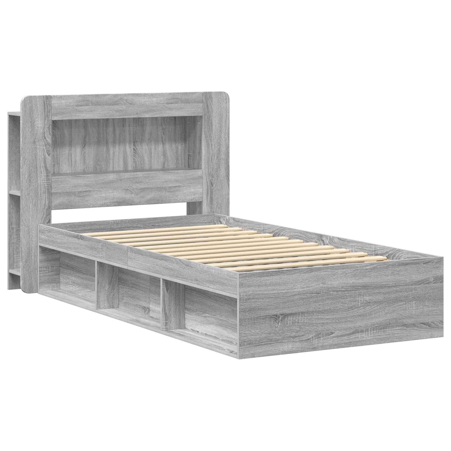 Sengestel med opbevaring Grå Sonoma 75 x 190 cm Konstrueret træ