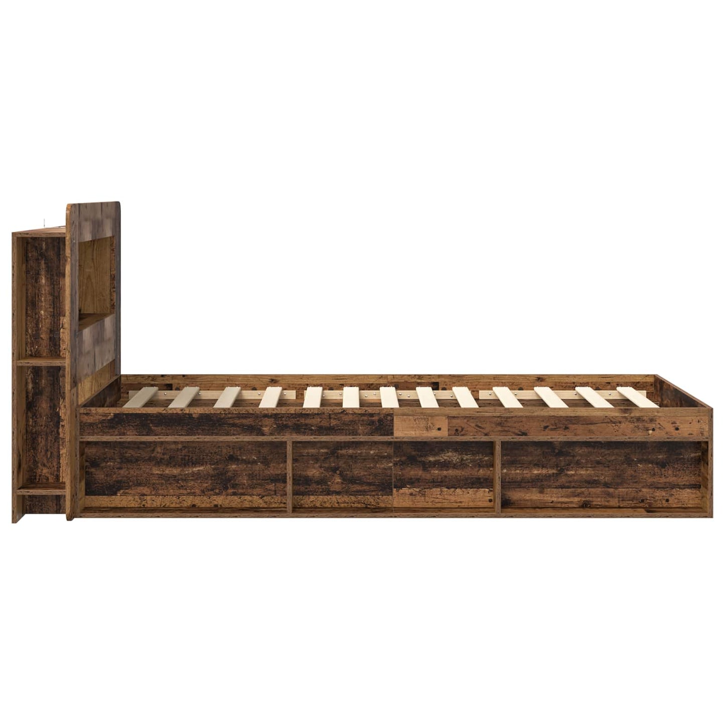 Sengestel med opbevaring med hovedgærde Gammelt træ 75 x 190 cm