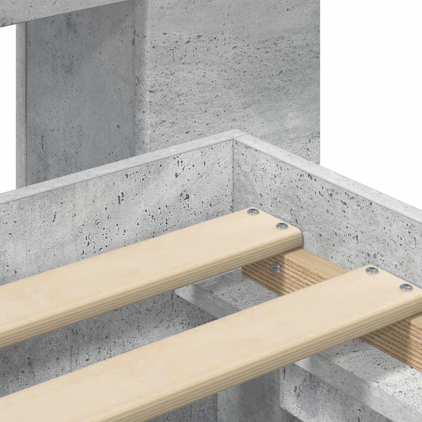 Sengestel med opbevaring Betongrå 90 x 200 cm Konstrueret træ