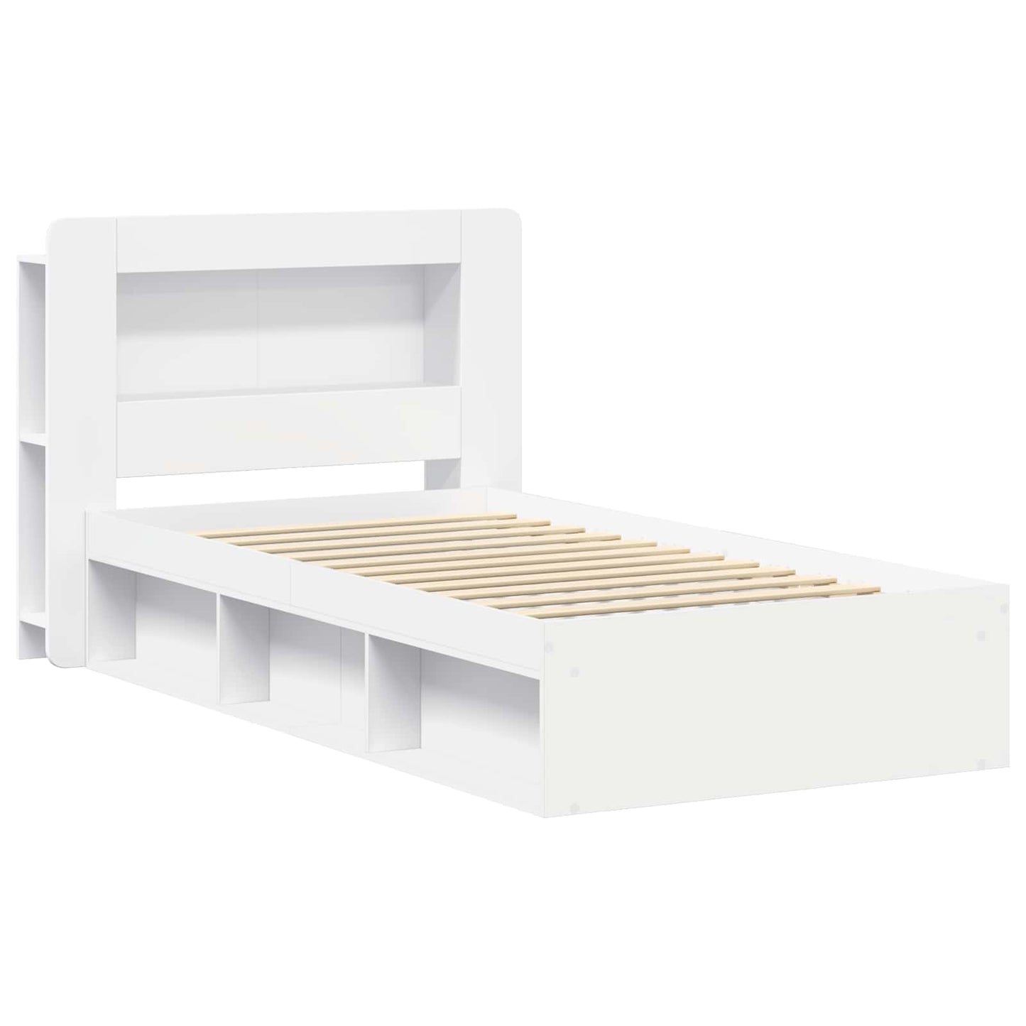 Sengestel med opbevaring Hvid 90 x 200 cm Konstrueret træ