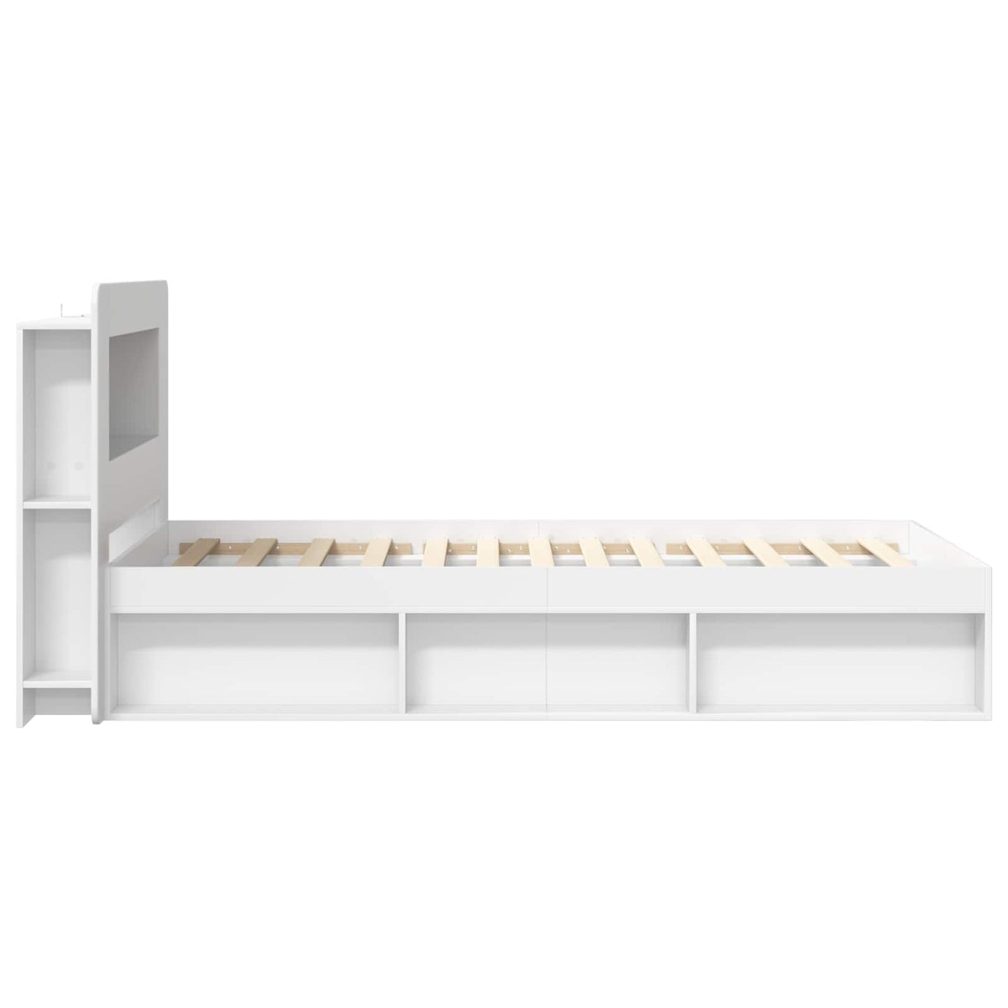 Sengestel med opbevaring Hvid 90 x 200 cm Konstrueret træ