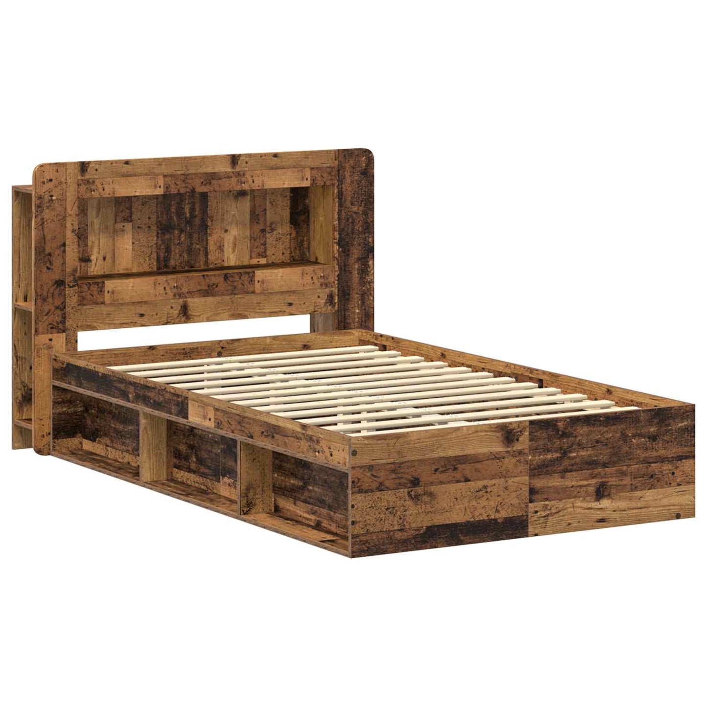 Sengestel med opbevaring Gammelt træ 120 x 190 cm