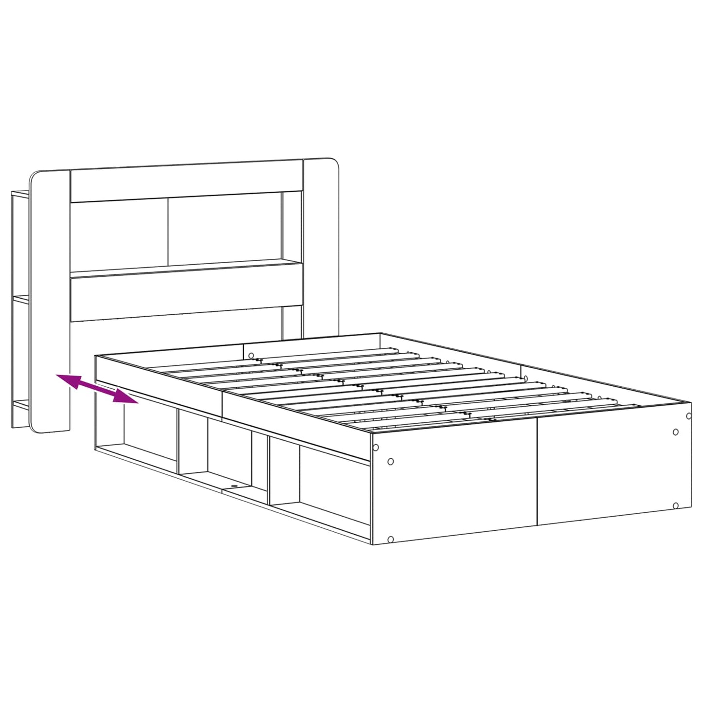 Sengestel med opbevaring Gammelt træ 120 x 200 cm