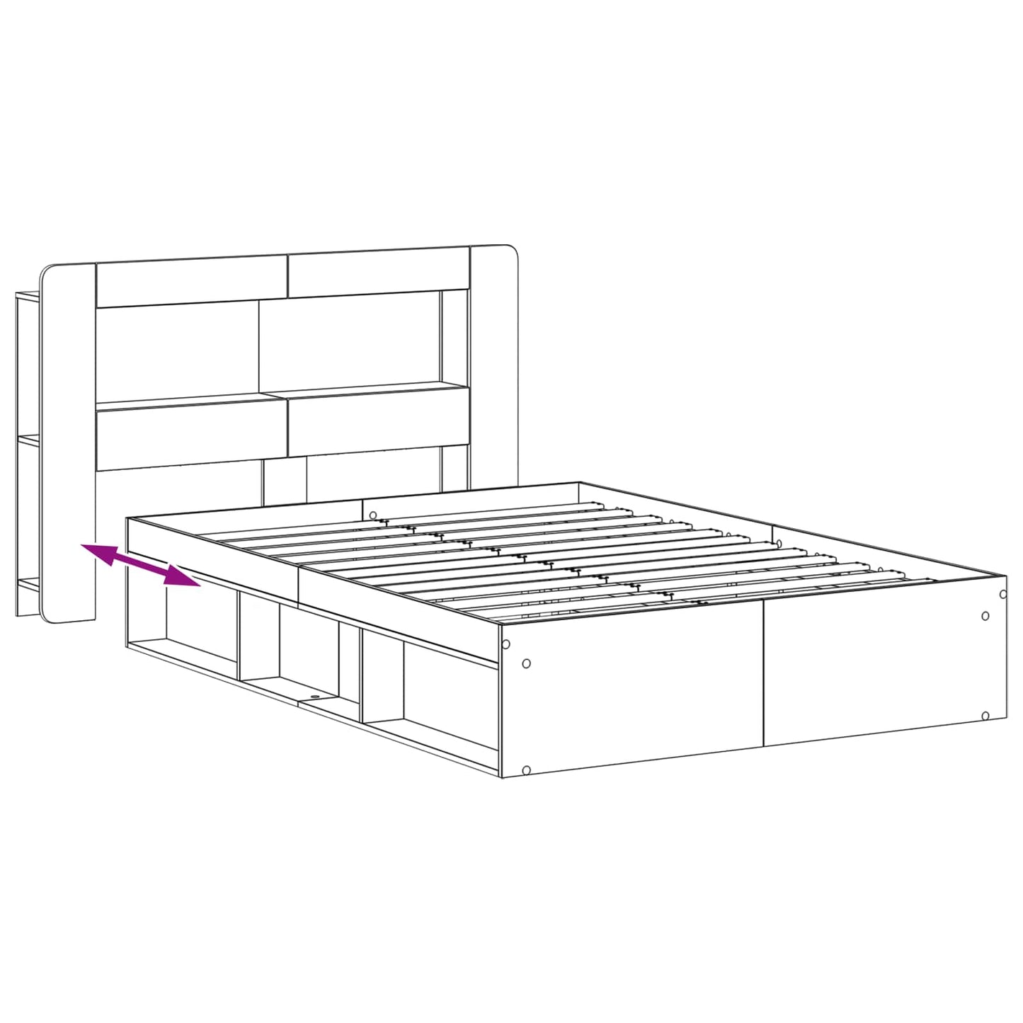 Sengestel med opbevaring Gammelt træ 135 x 190 cm