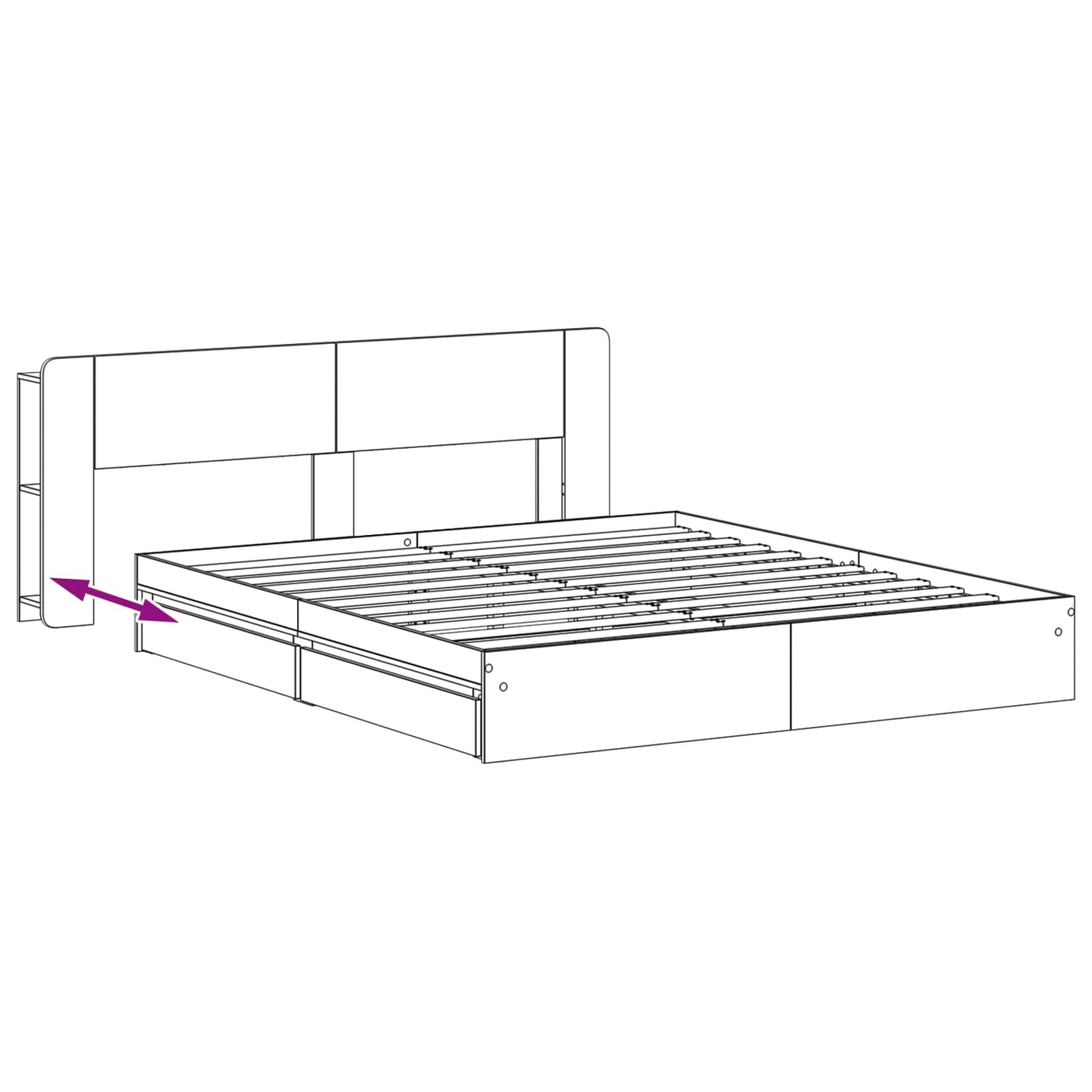 Sengestel med opbevaring Betongrå 200 x 200 cm Konstrueret træ