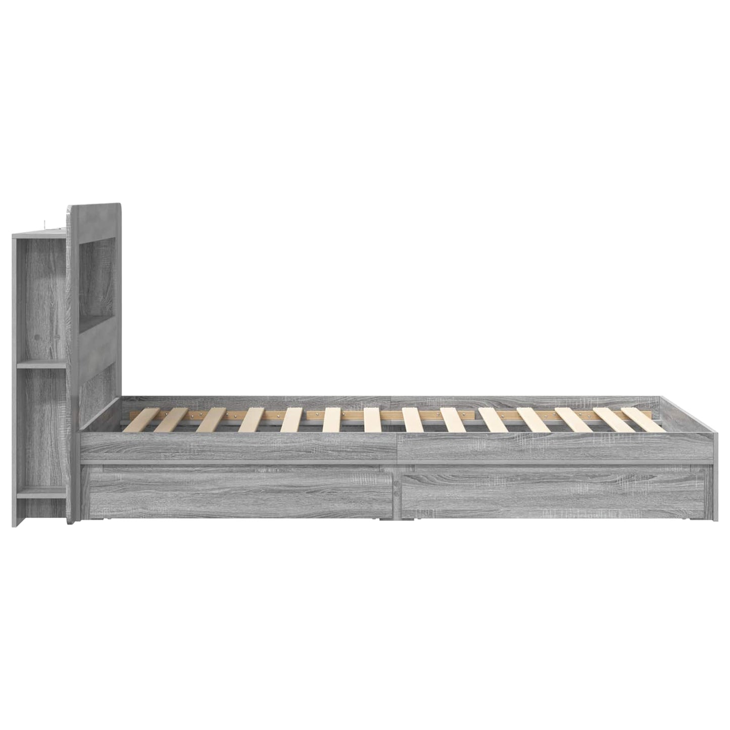 Sengestel med opbevaring Grå Sonoma 75 x 190 cm Konstrueret træ