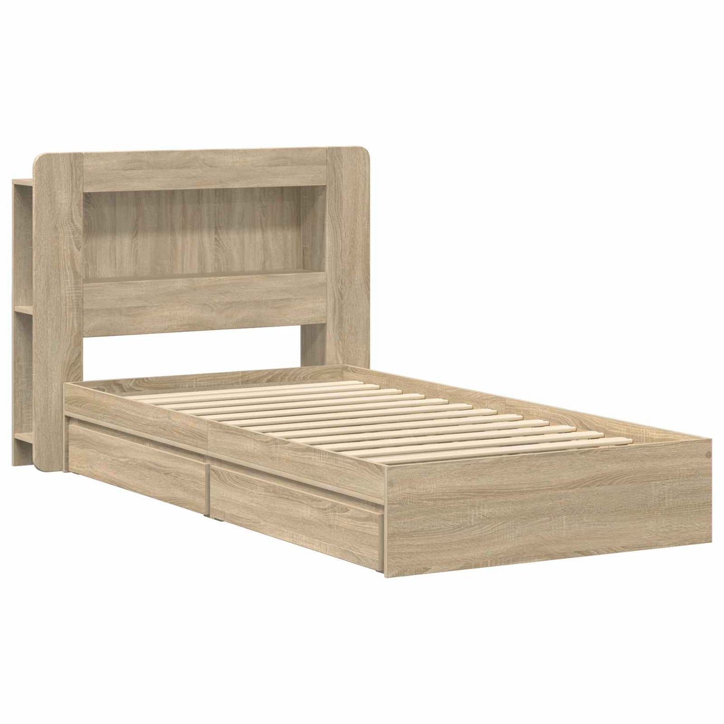 Sengestel med opbevaring Sonoma-eg 75 x 190 cm Konstrueret træ