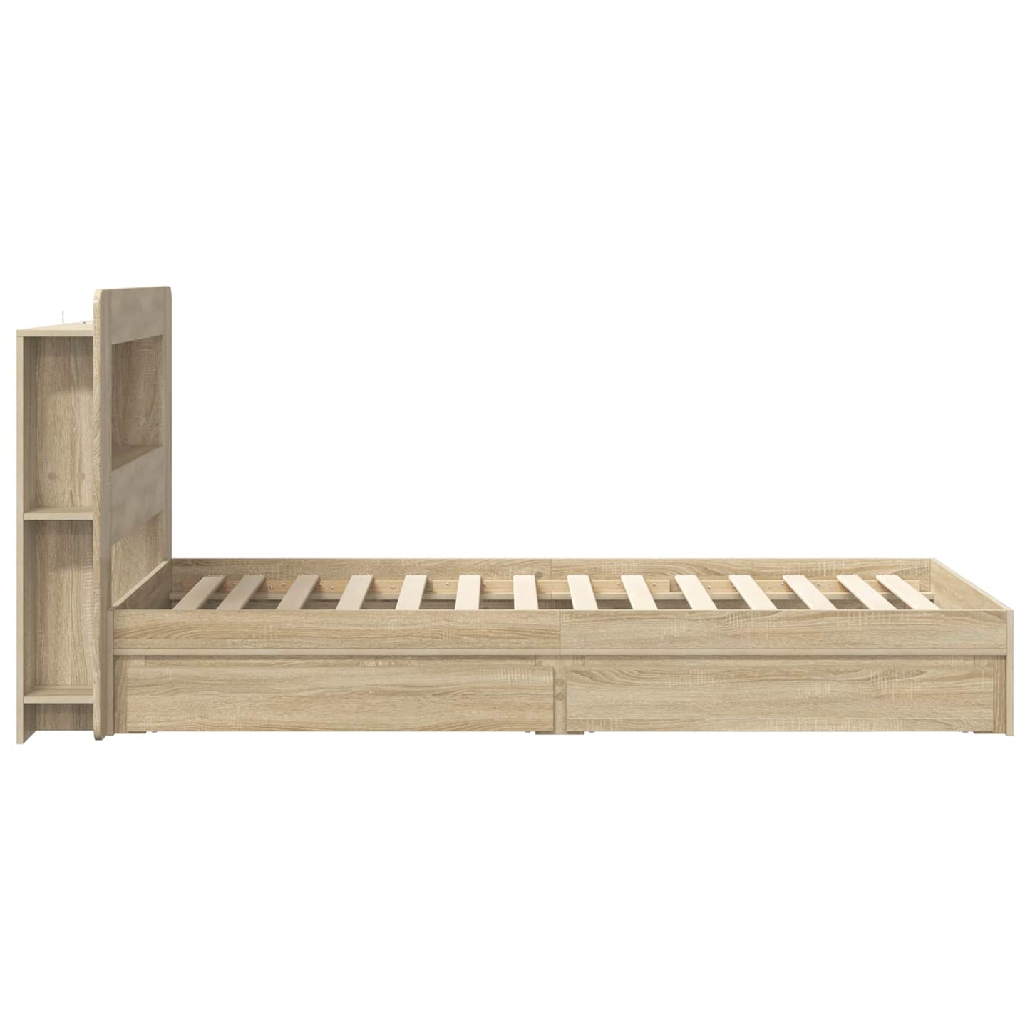 Sengestel med opbevaring Sonoma-eg 75 x 190 cm Konstrueret træ