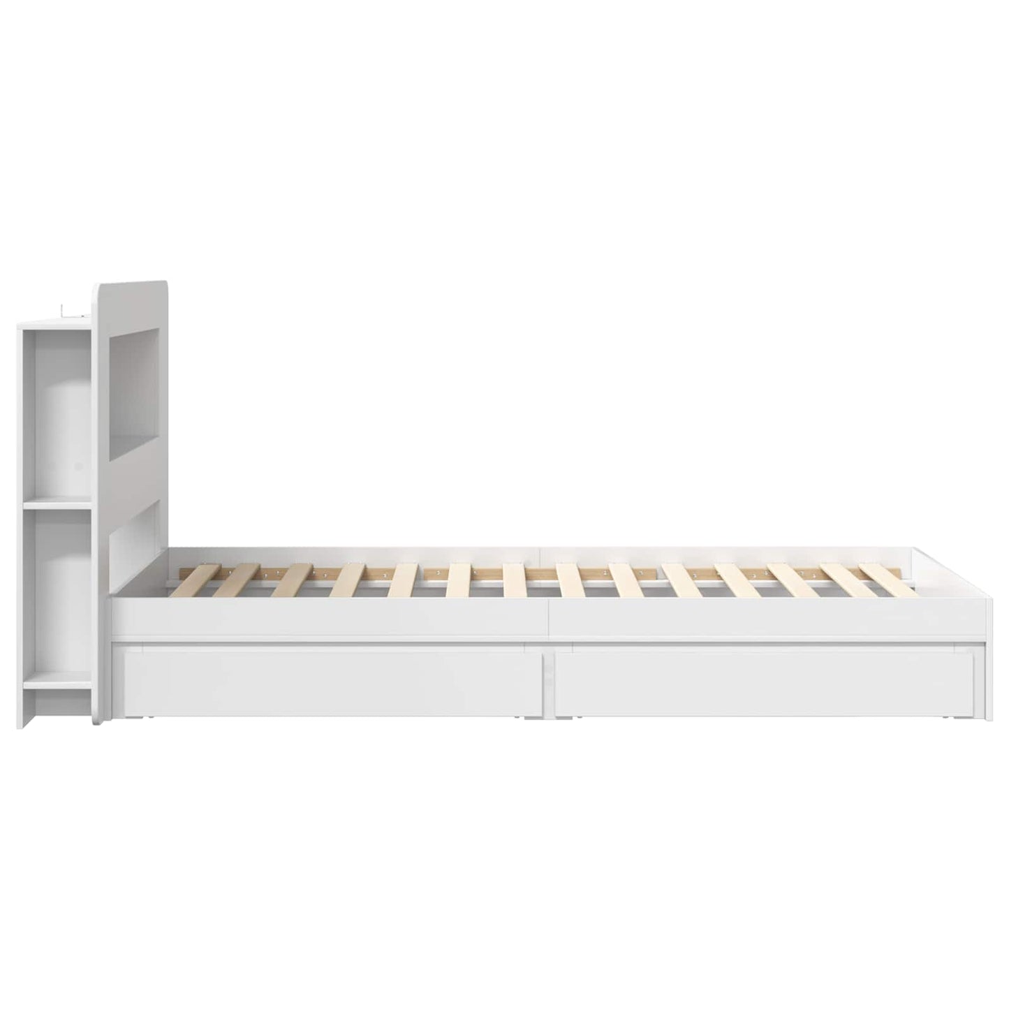 Sengestel med opbevaring Hvid 75 x 190 cm Konstrueret træ