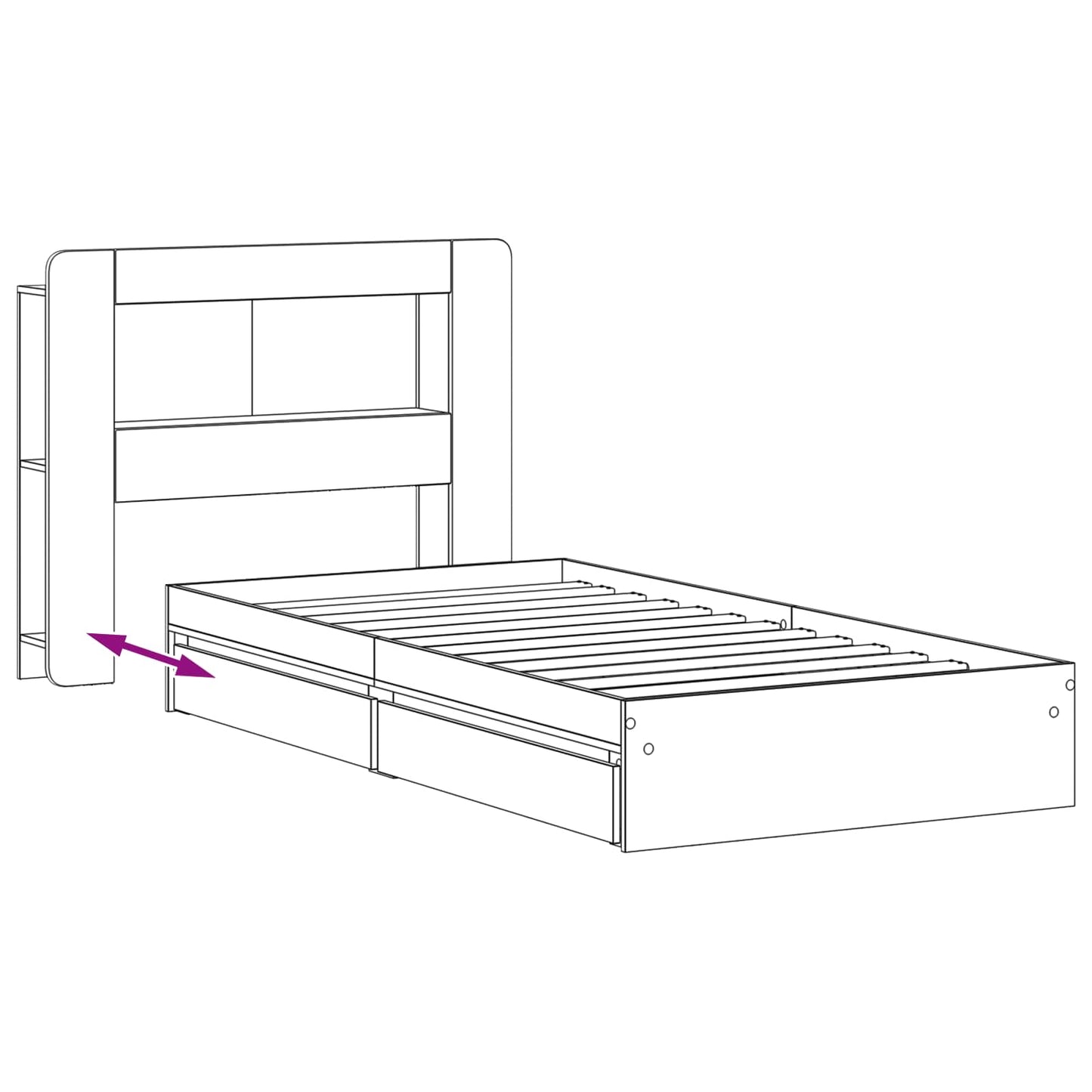 Sengestel med opbevaring Røget eg 100 x 200 cm Konstrueret træ