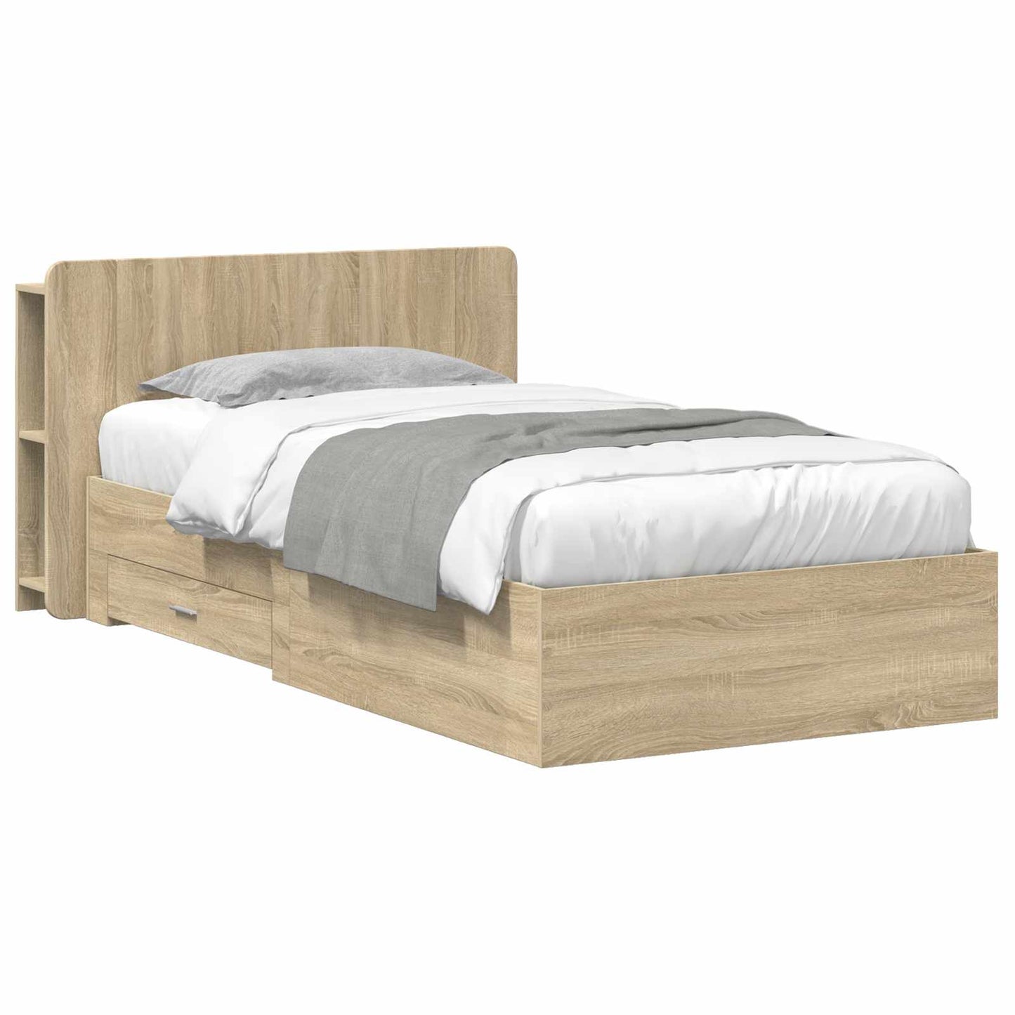Sengestel med opbevaring Sonoma-eg 80 x 200 cm Konstrueret træ