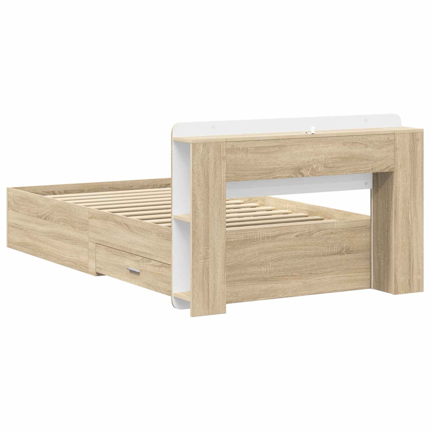 Sengestel med opbevaring Sonoma-eg 80 x 200 cm Konstrueret træ