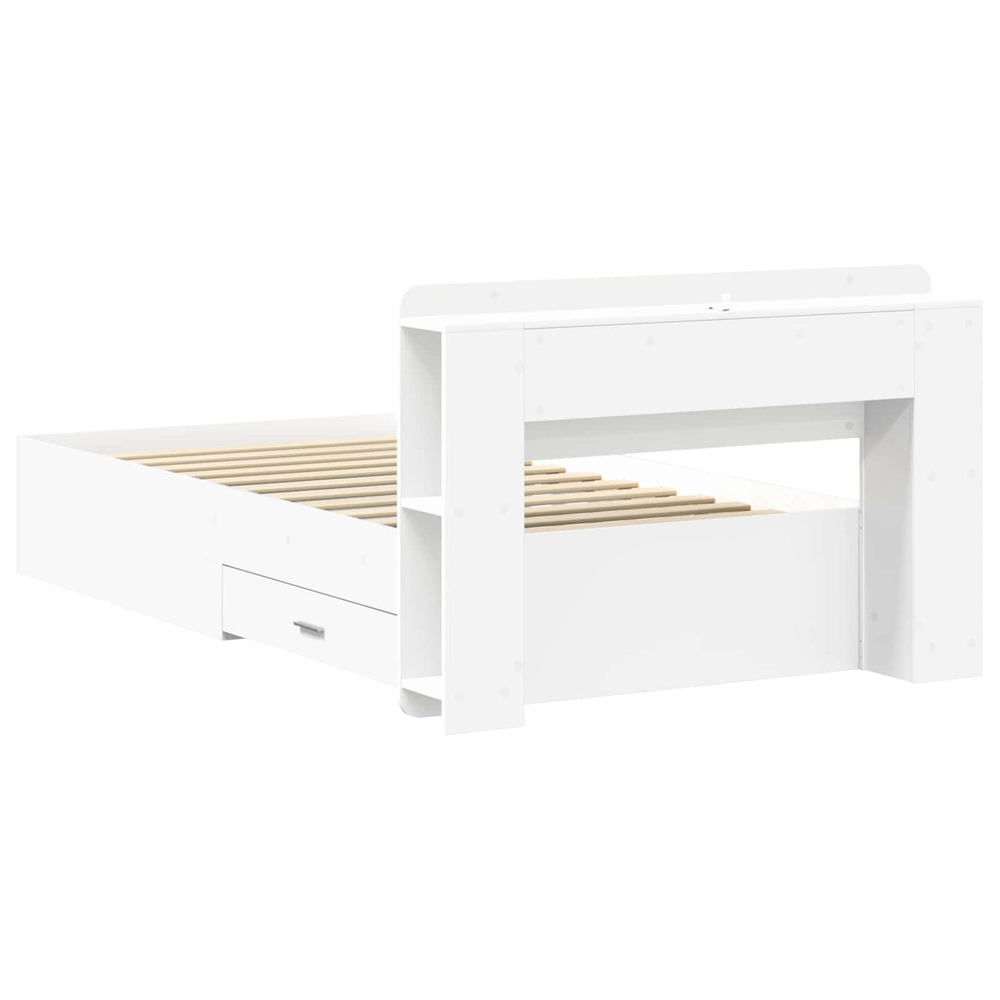Sengestel med opbevaring Hvid 80 x 200 cm Konstrueret træ