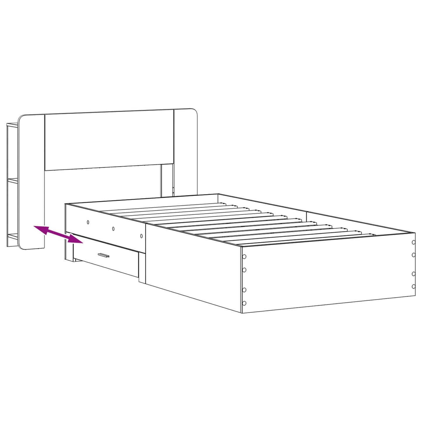 Sengestel med opbevaring med hovedgærde Gammelt træ 90 x 190 cm