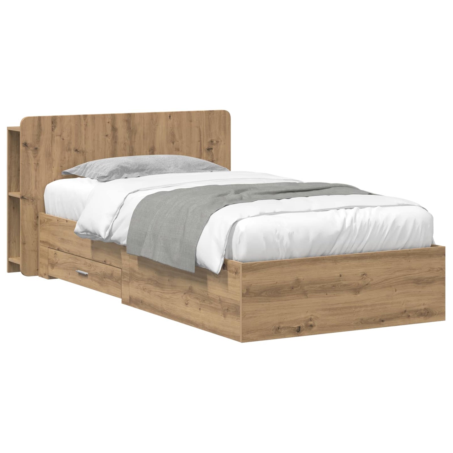 Sengestel med opbevaring med hovedgærde Artisan-eg 100 x 200 cm