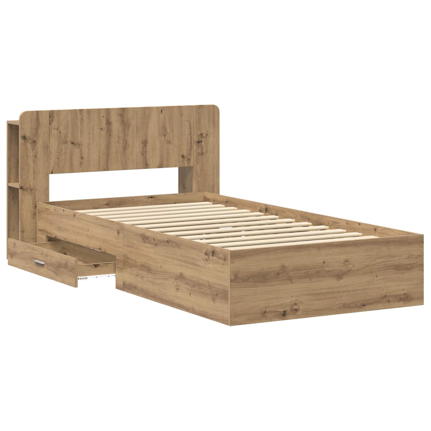 Sengestel med opbevaring med hovedgærde Artisan-eg 100 x 200 cm
