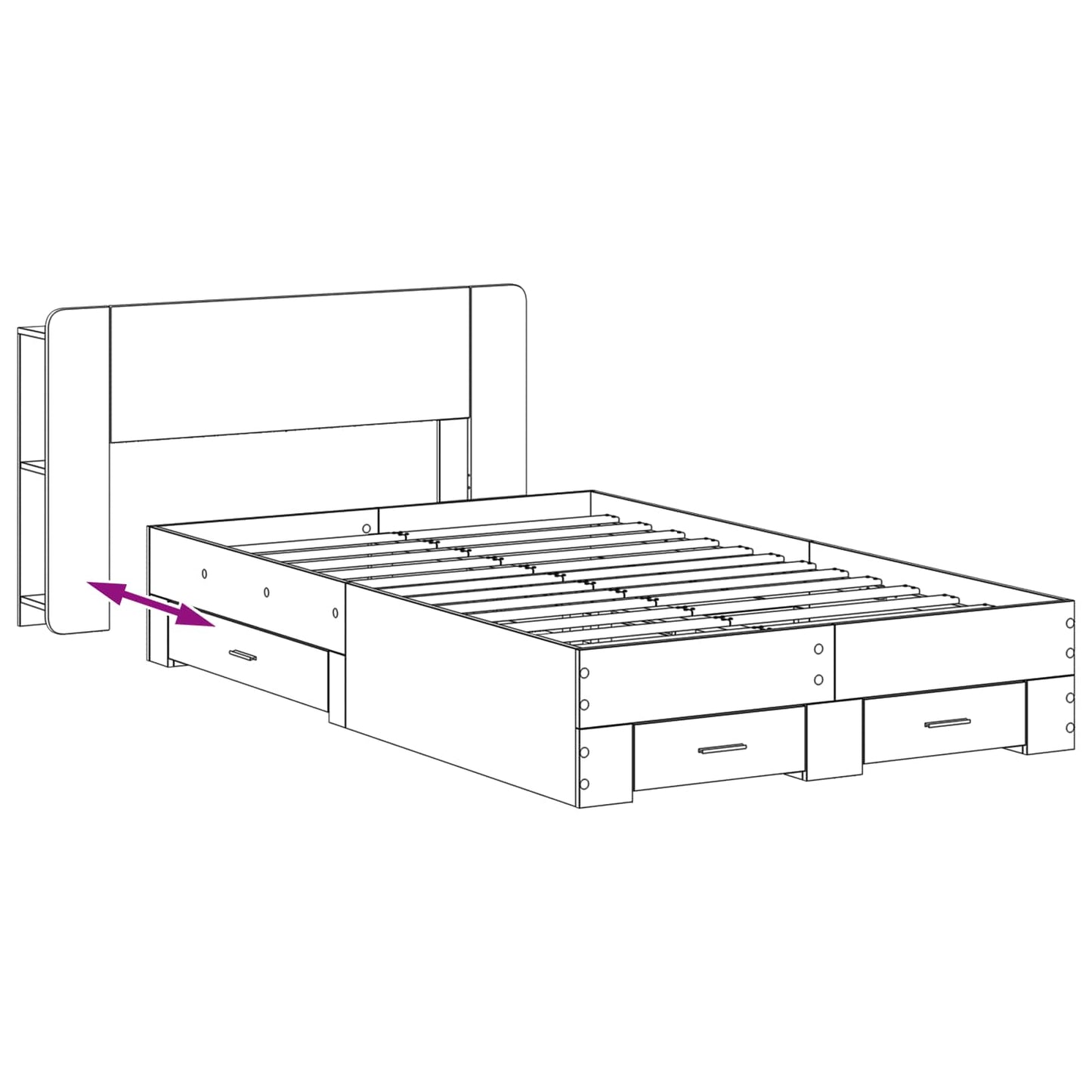 Sengestel med opbevaring med hovedgærde Artisan-eg 120 x 190 cm