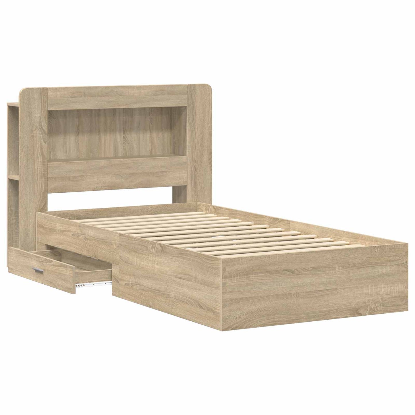 Sengestel med opbevaring Sonoma-eg 90 x 190 cm Konstrueret træ