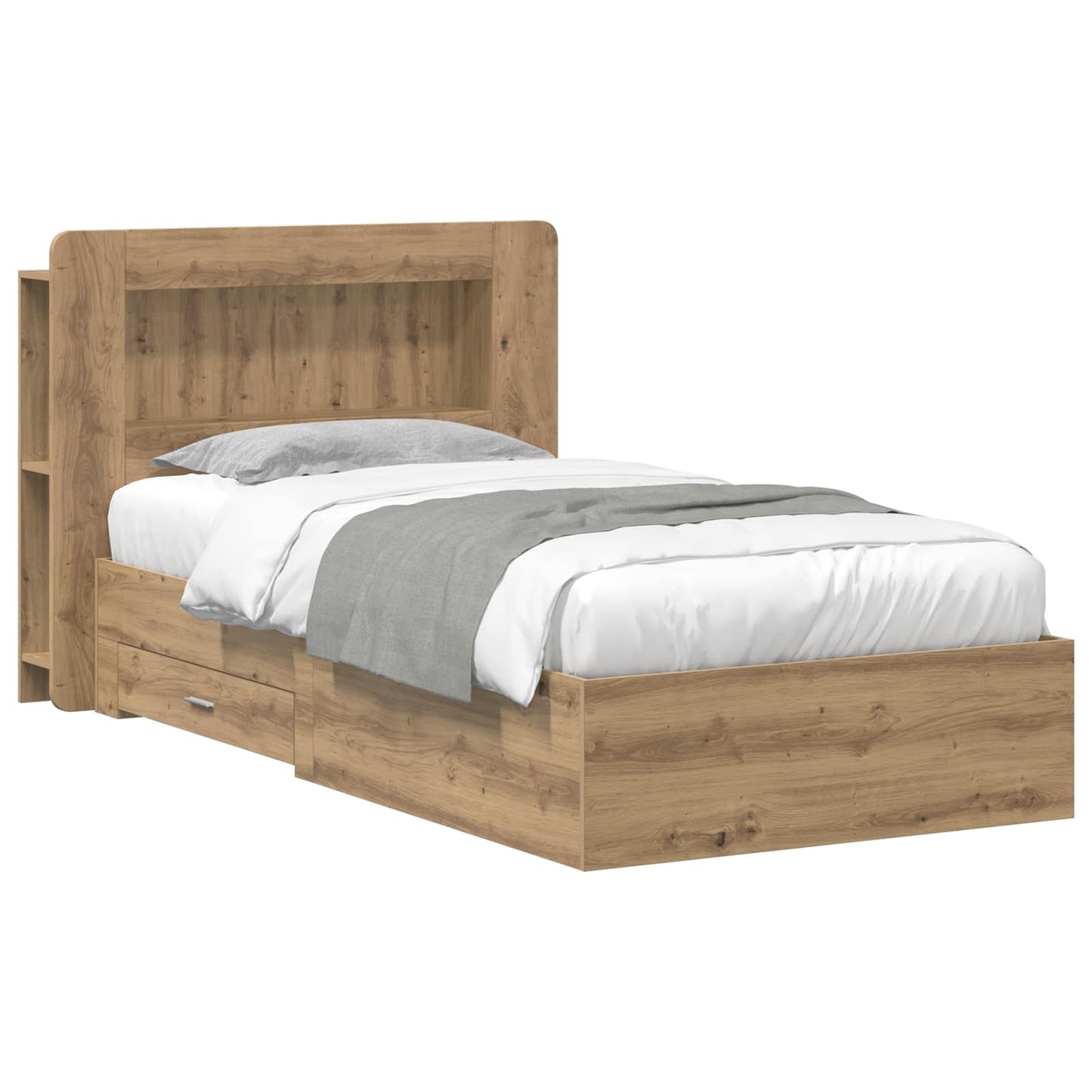 Sengestel med opbevaring med hovedgærde Artisan-eg 100 x 200 cm