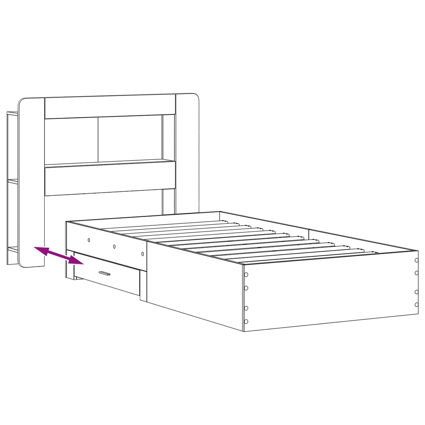 Sengestel med opbevaring Gammelt træ 100 x 200 cm