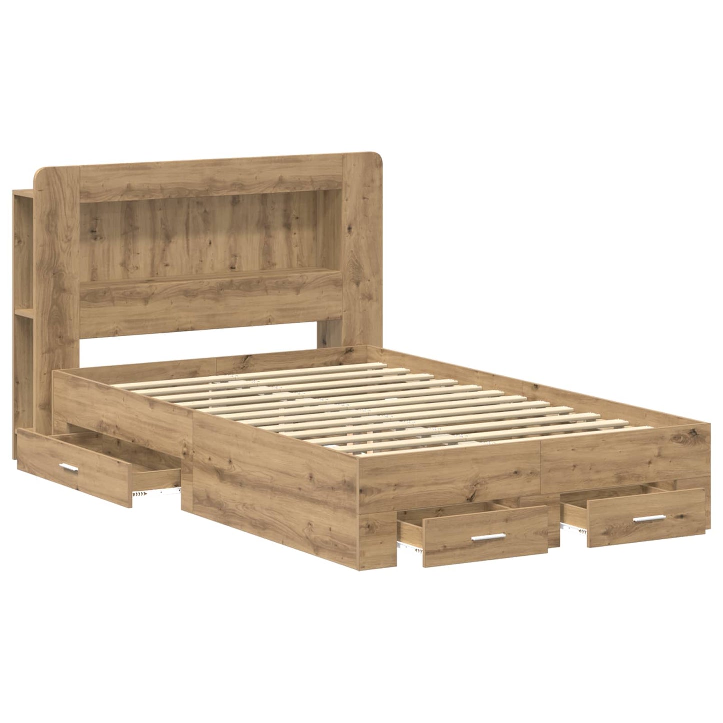 Sengestel med opbevaring med hovedgærde Artisan-eg 120 x 190 cm