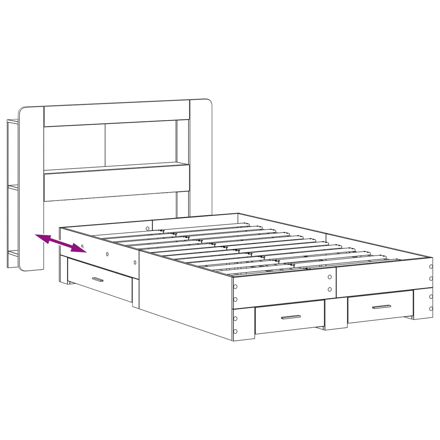 Sengestel med opbevaring Røget eg 120 x 190 cm Konstrueret træ