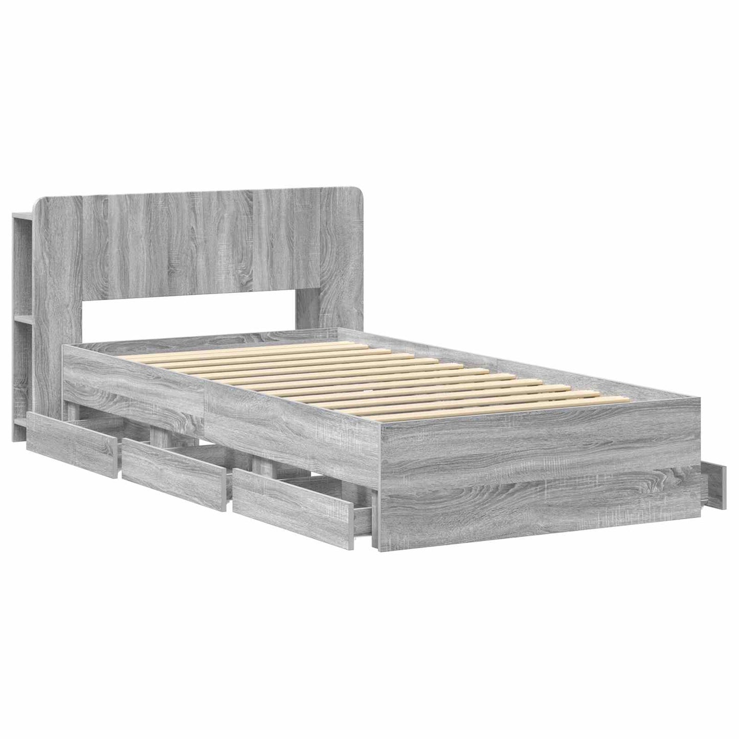 Sengestel med opbevaring Grå Sonoma 90 x 200 cm Konstrueret træ