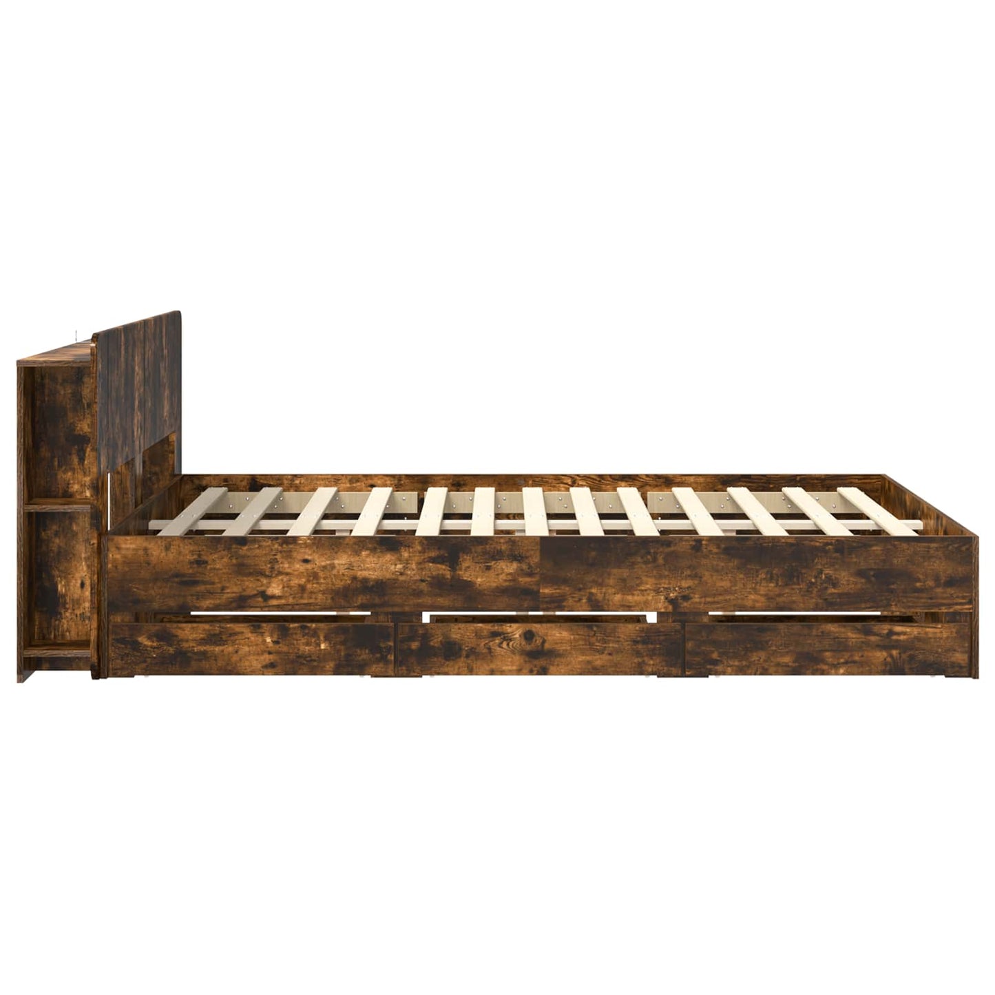 Sengestel med opbevaring Røget eg 135 x 190 cm Konstrueret træ