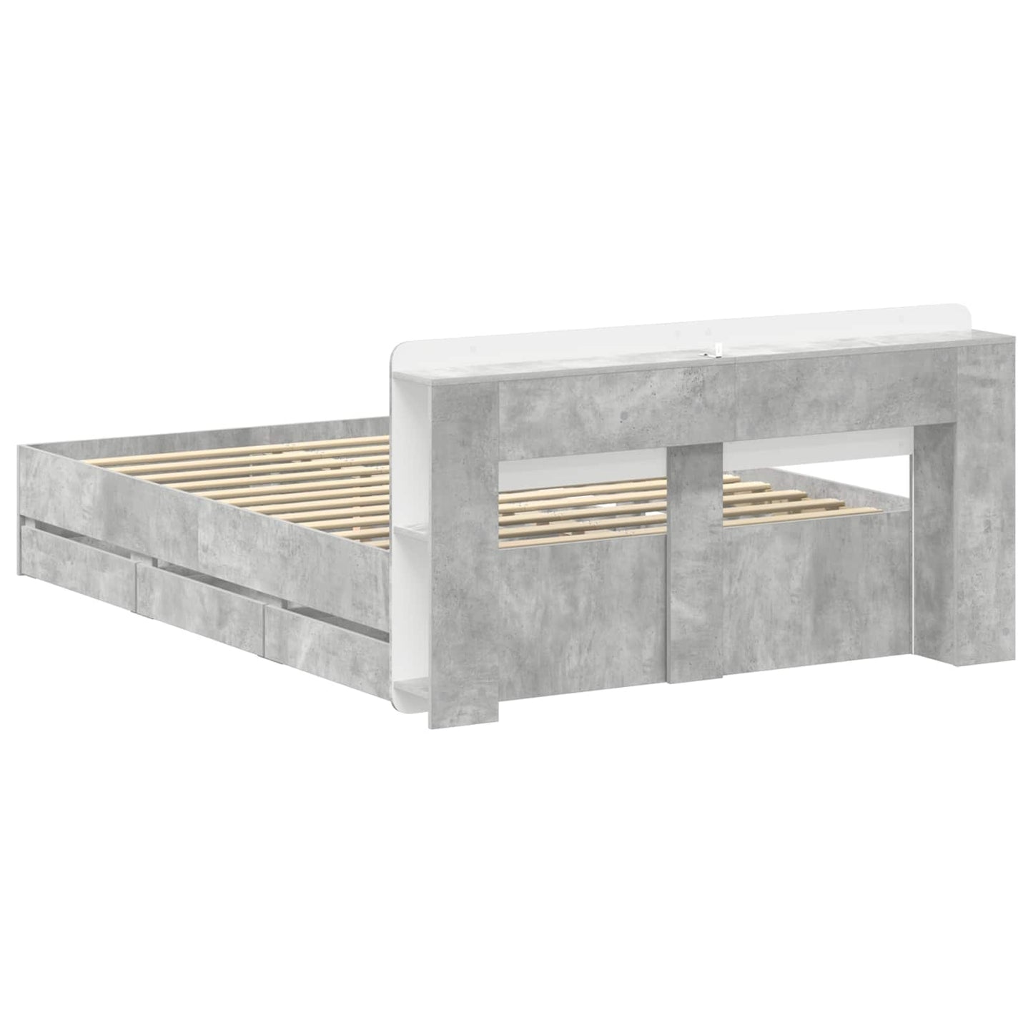 Sengestel med opbevaring Betongrå 150 x 200 cm Konstrueret træ