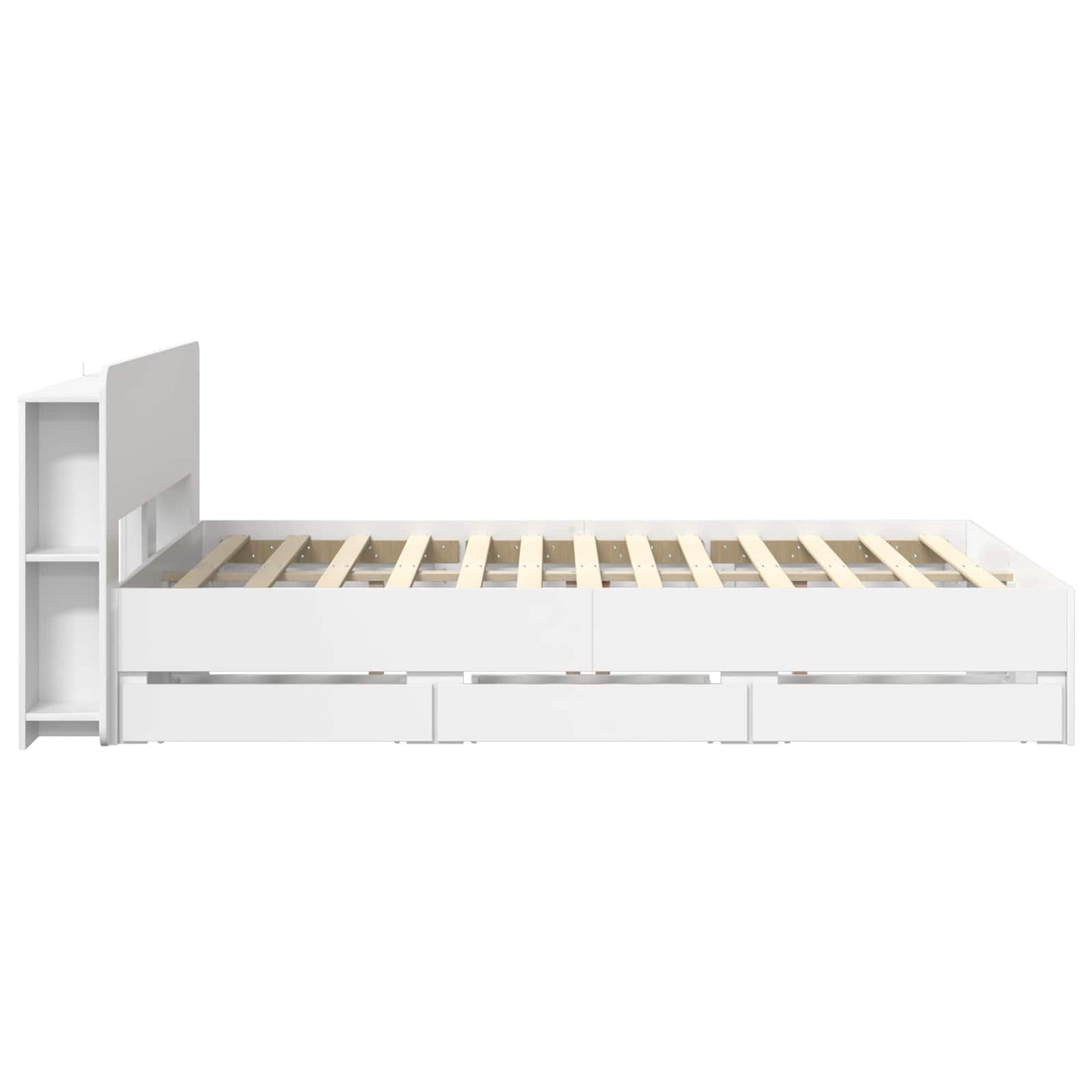 Sengestel med opbevaring og hovedgærde Hvid 150 x 200 cm