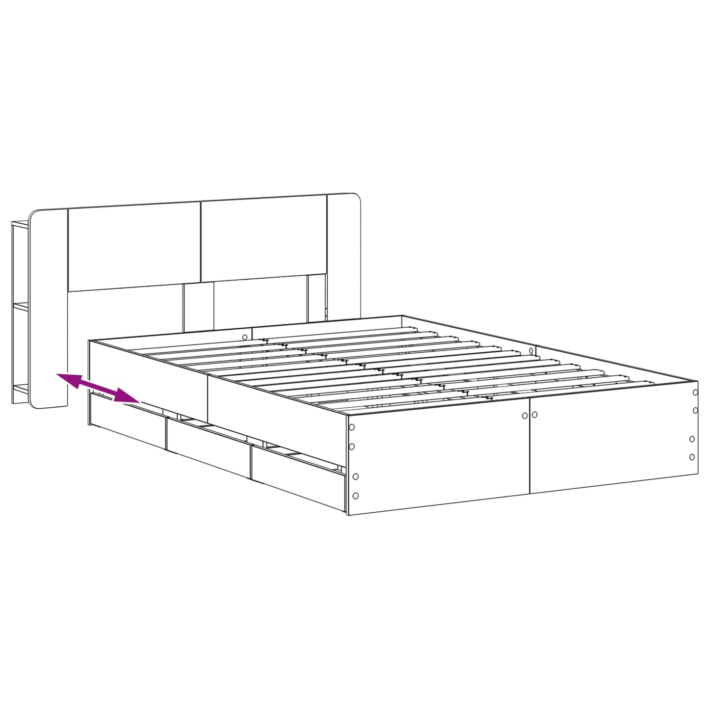 Sengestel med opbevaring Sort 160 x 200 cm Konstrueret træ