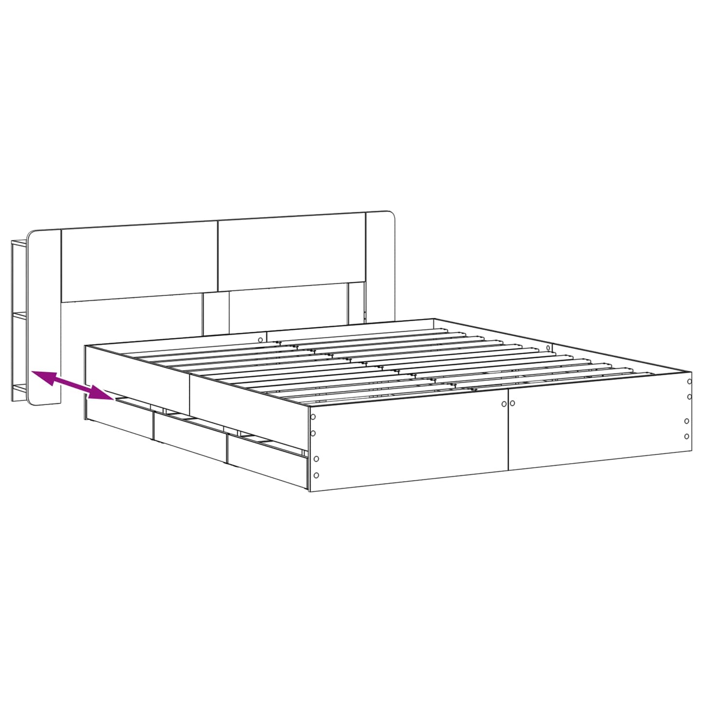 Sengestel med opbevaring med hovedgærde Grå Sonoma 200 x 200 cm